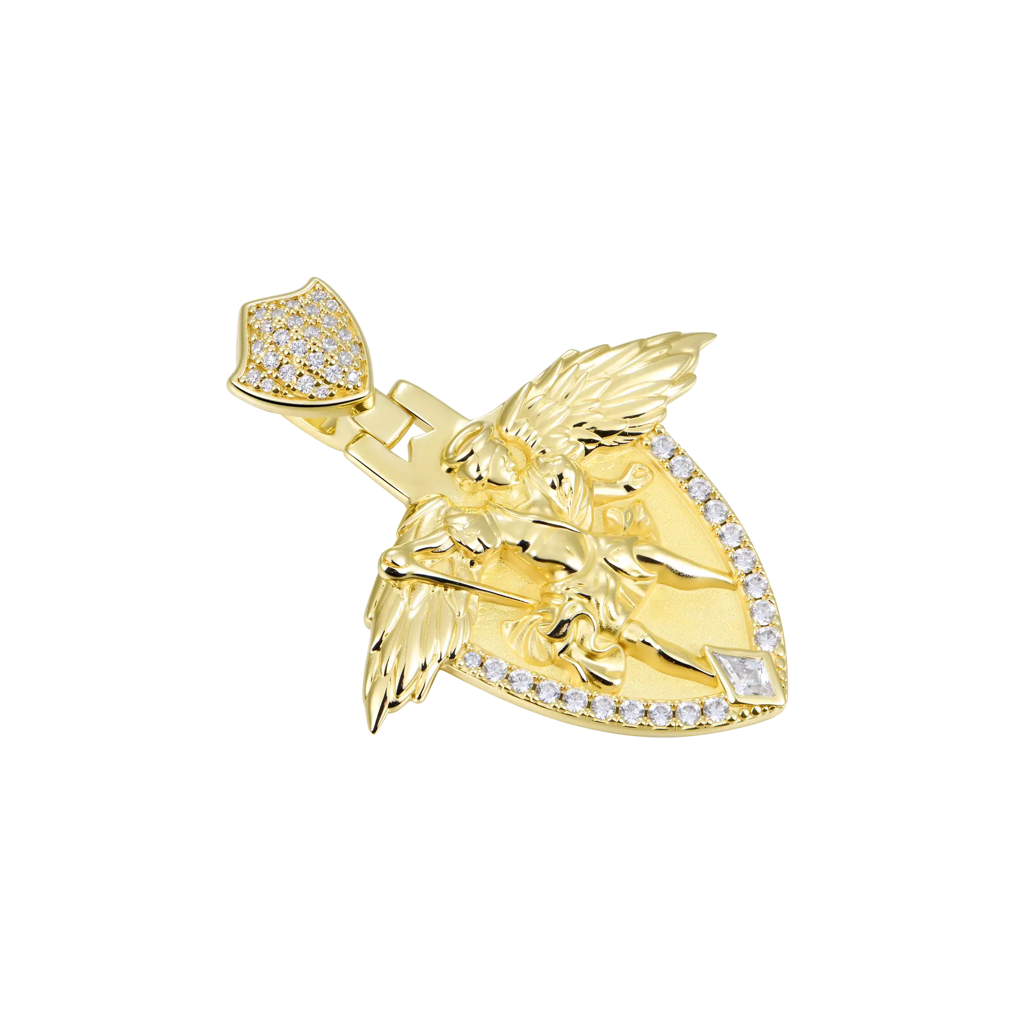 Moissanite Archangel Shield Pendant - Medium - Image 4