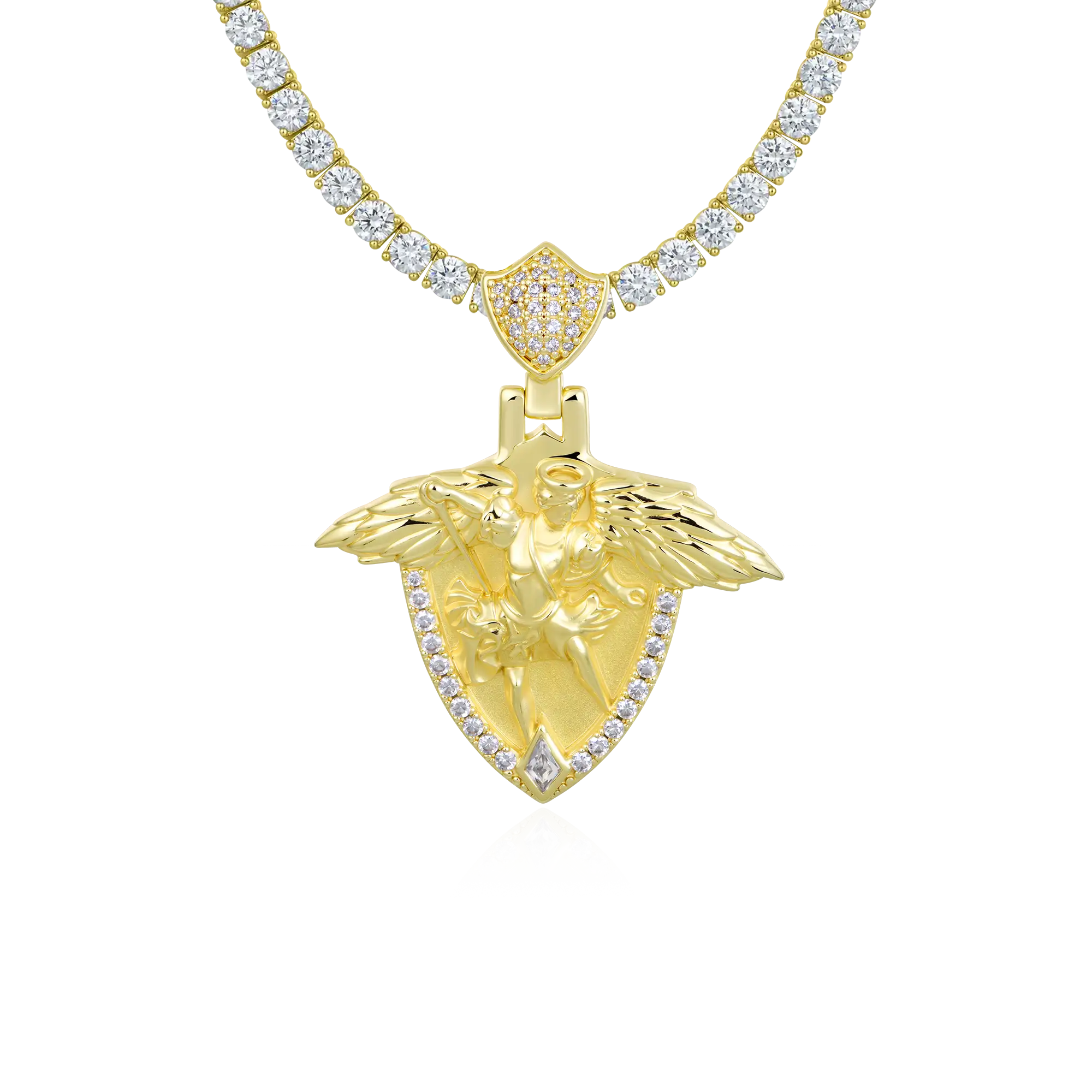 Moissanite Archangel Shield Pendant - Medium - Image 6