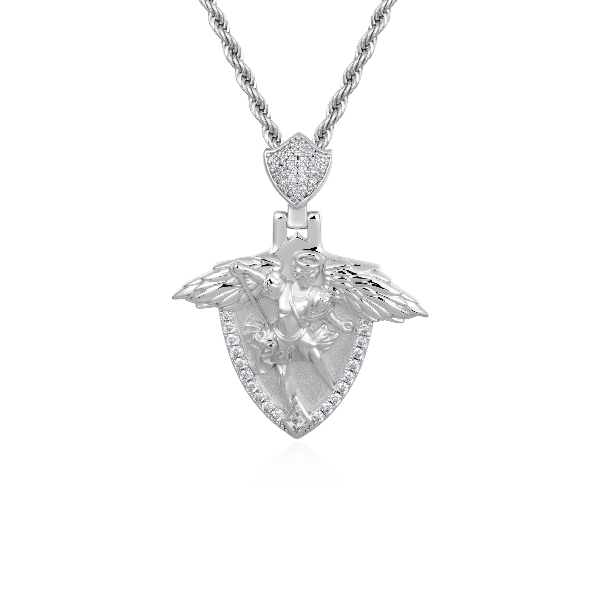 Moissanite Archangel Shield Pendant - Medium - Image 7