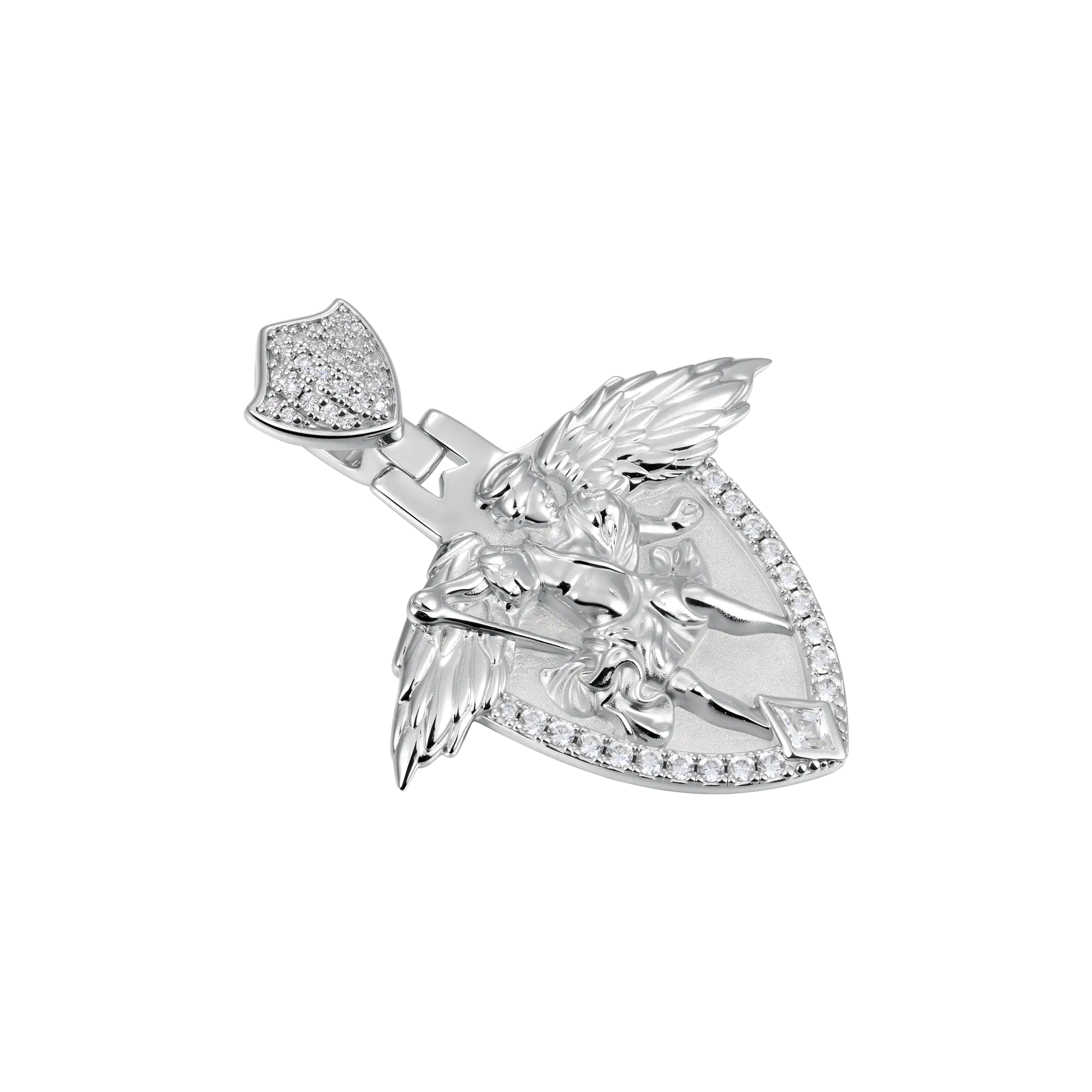 Moissanite Archangel Shield Pendant - Medium - Image 8