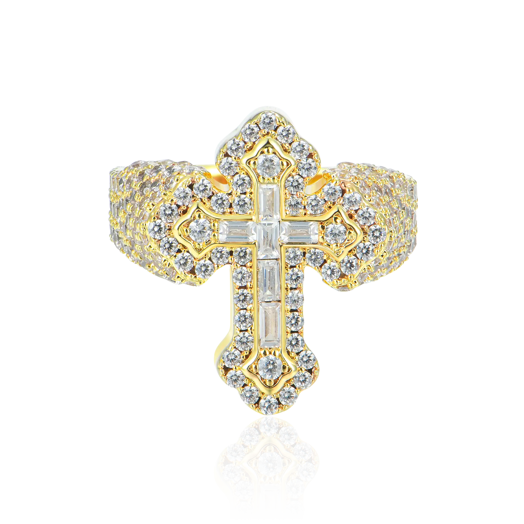Moissanite Baguette Cross Ring