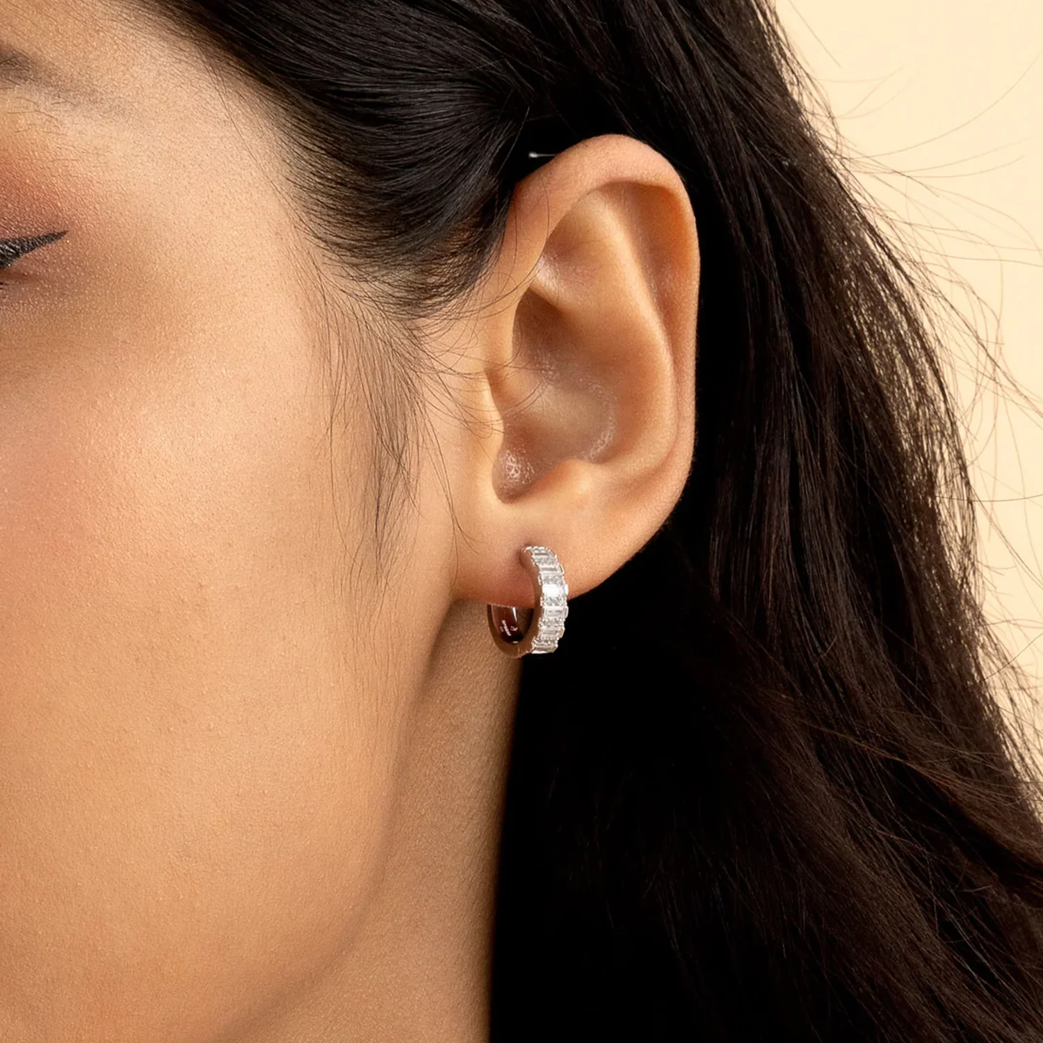 S925 Baguettes Hoop Earring - Image 3