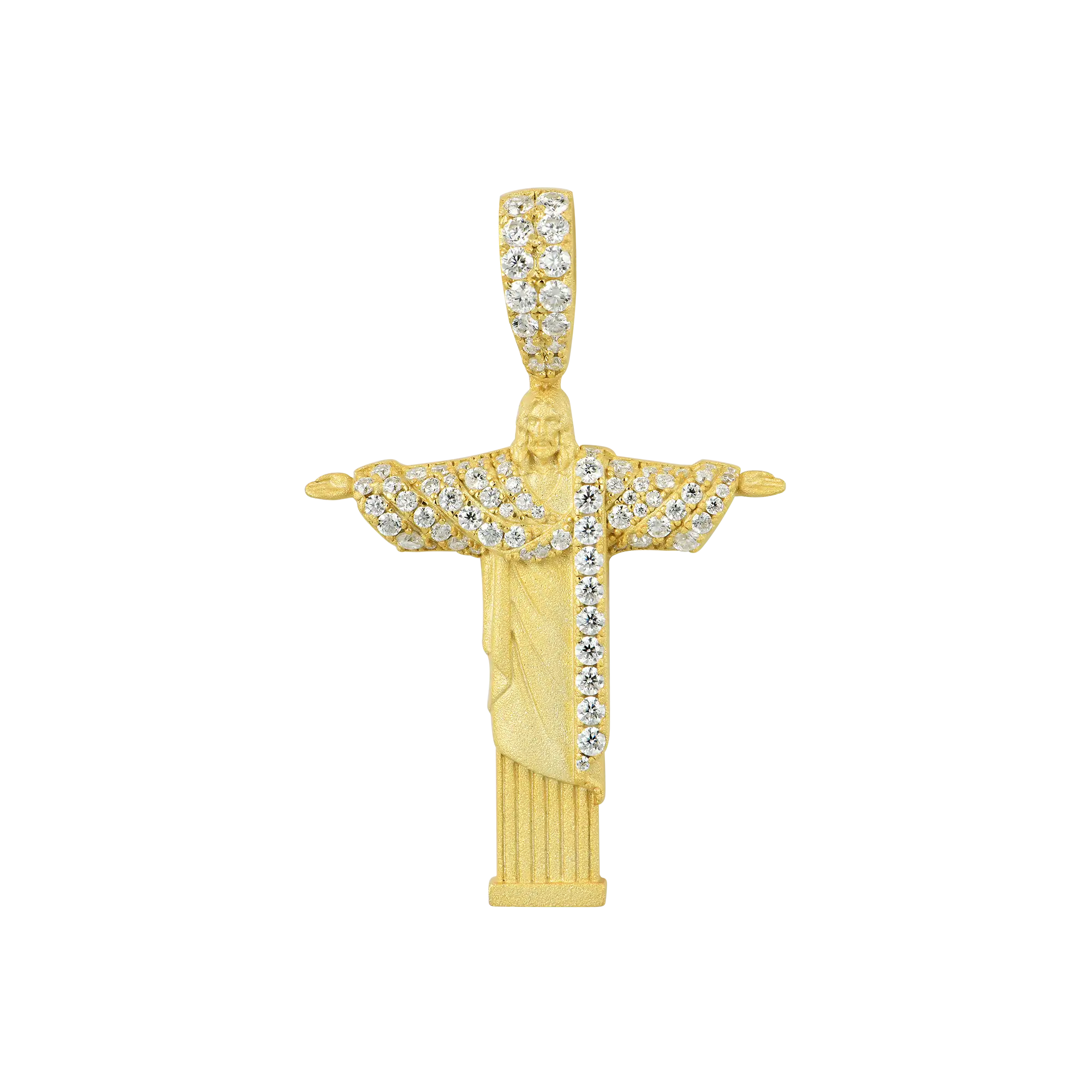 Moissanite Silver Cristo Redentor Pendant - Micro