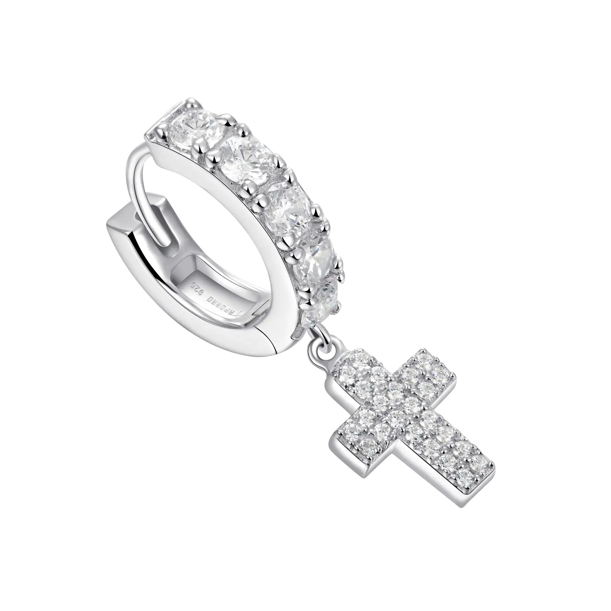 Moissanite S925 Cross Dangly & Classic Hoop Earring Set - Image 3