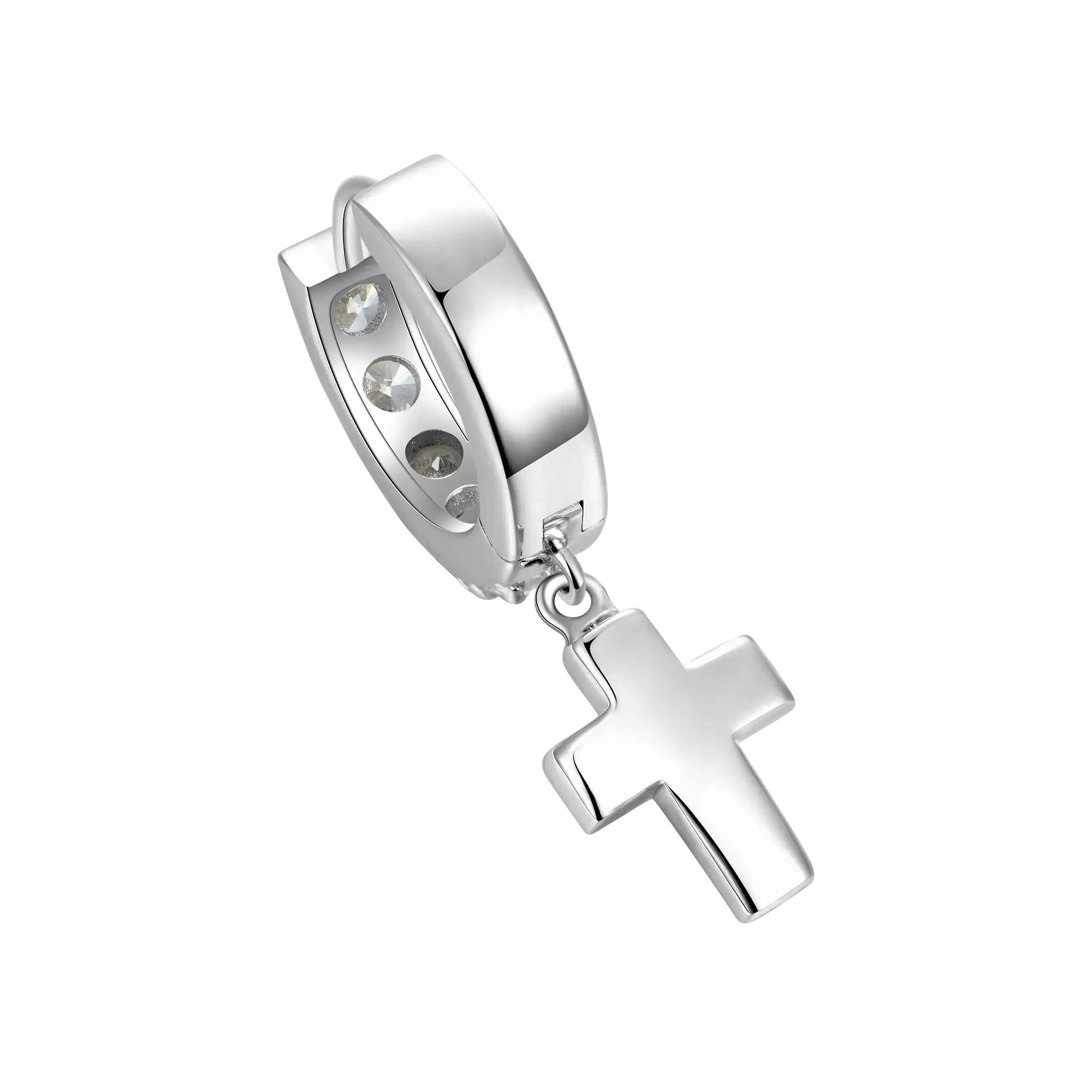 Moissanite S925 Cross Dangly & Classic Hoop Earring Set - Image 5