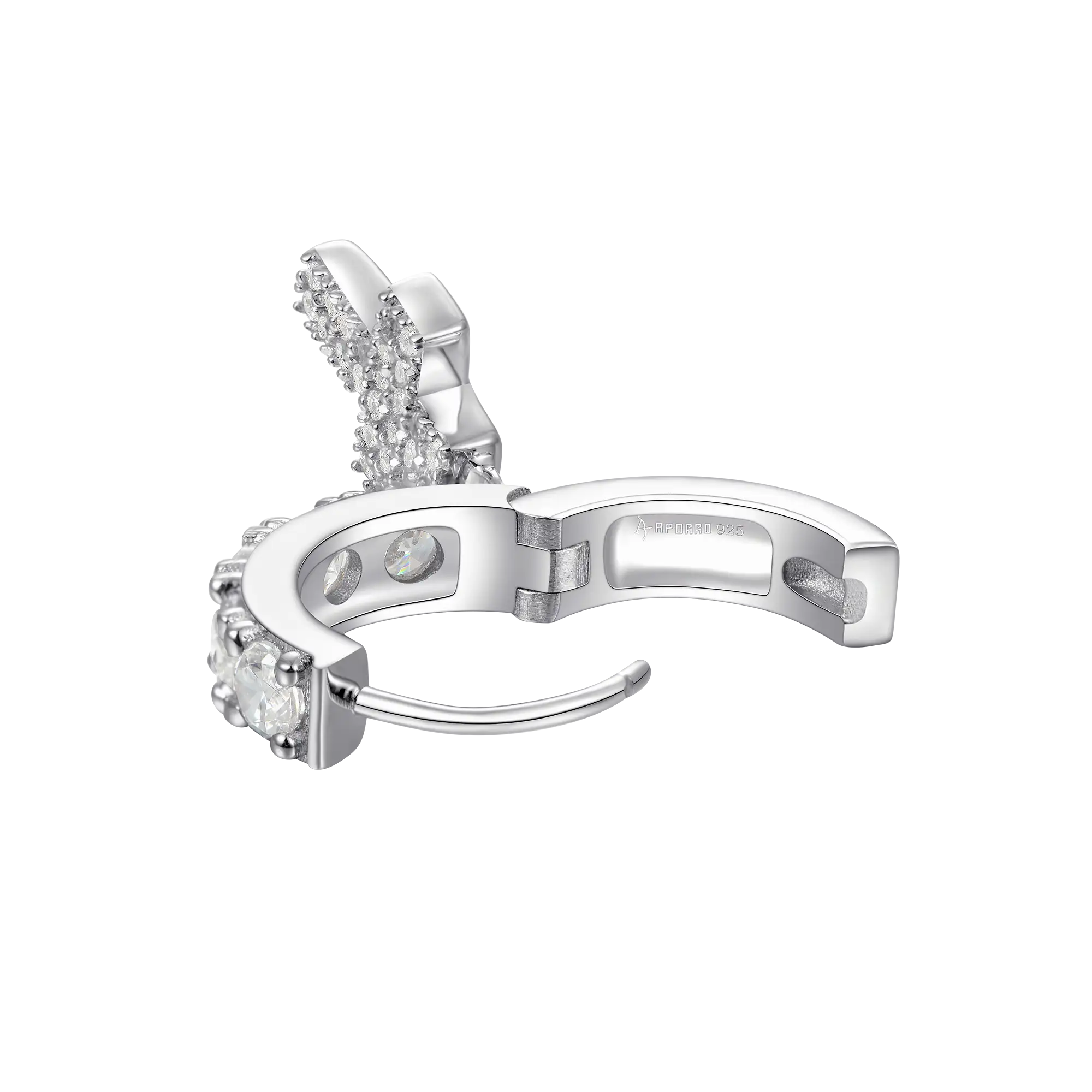 Moissanite S925 Cross Dangly & Classic Hoop Earring Set - Image 7