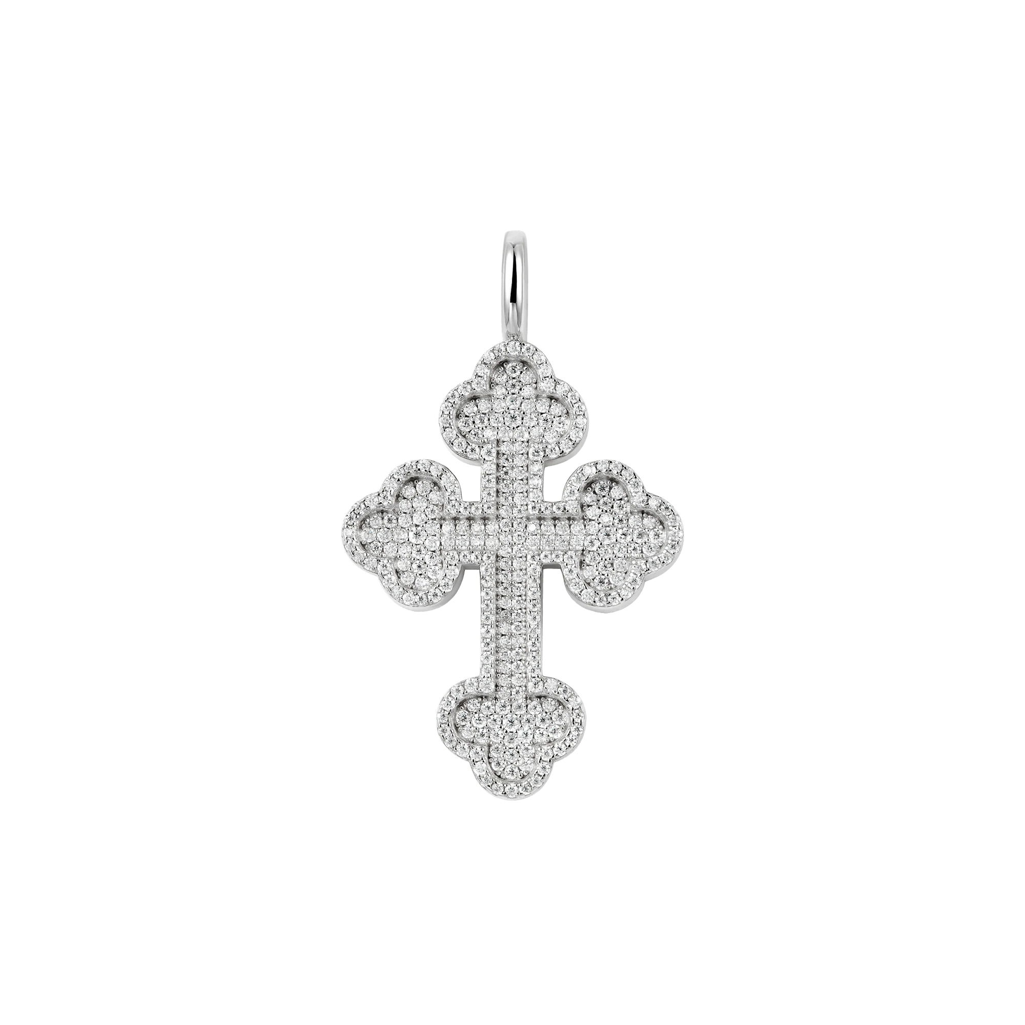 Moissanite Silver Double-Layered Bottoni Cross Pendant