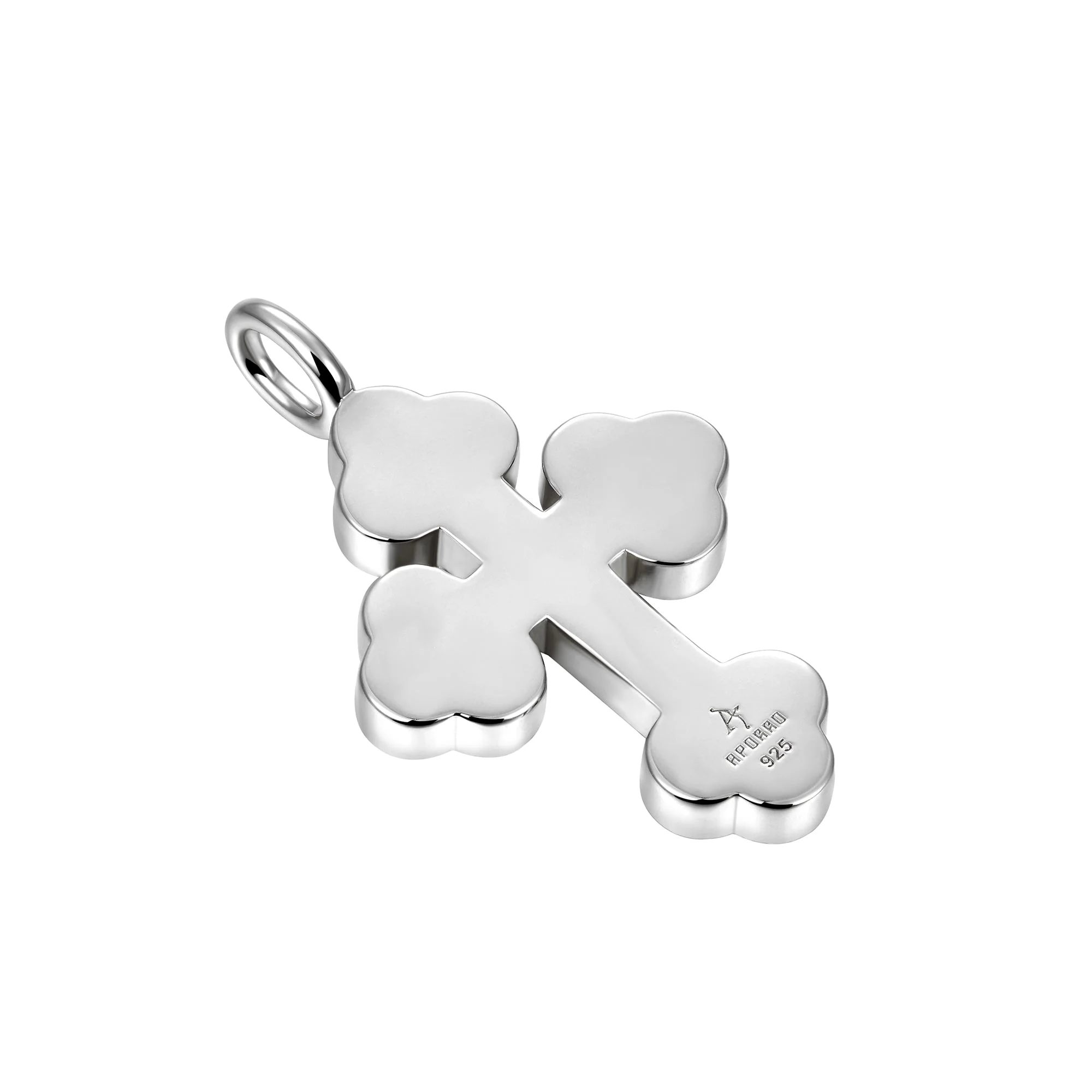 Moissanite Silver Double-Layered Bottoni Cross Pendant - Image 13