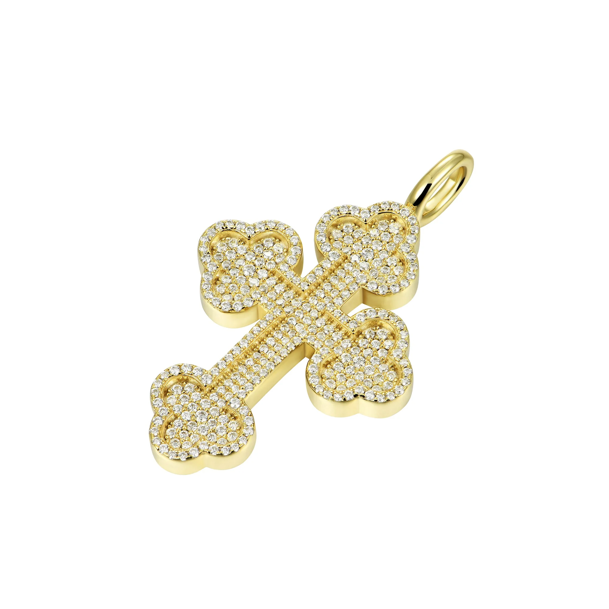 Moissanite Silver Double-Layered Bottoni Cross Pendant - Image 16