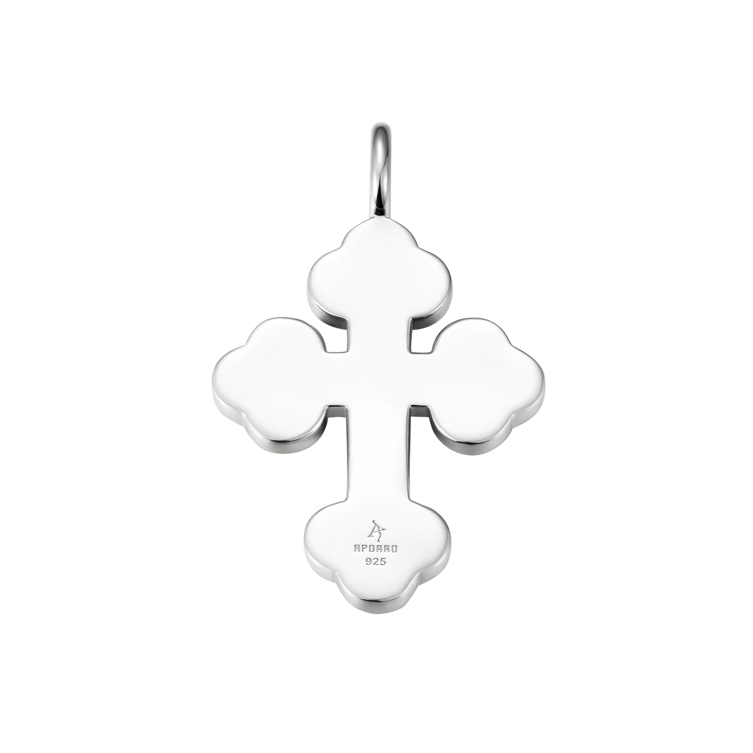 Moissanite Silver Double-Layered Bottoni Cross Pendant - Image 5