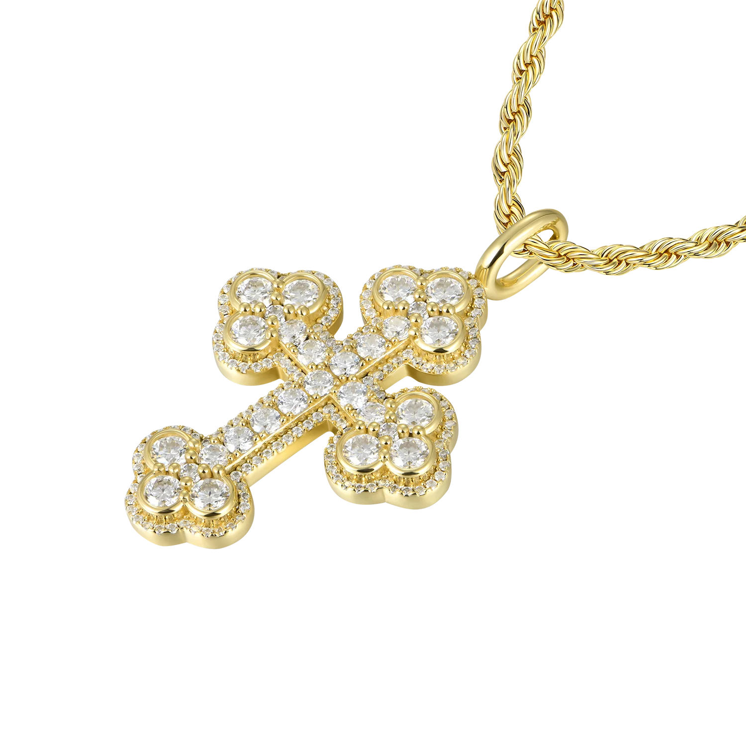 Moissanite Silver Double-Layered Bottoni Cross Pendant - Image 8