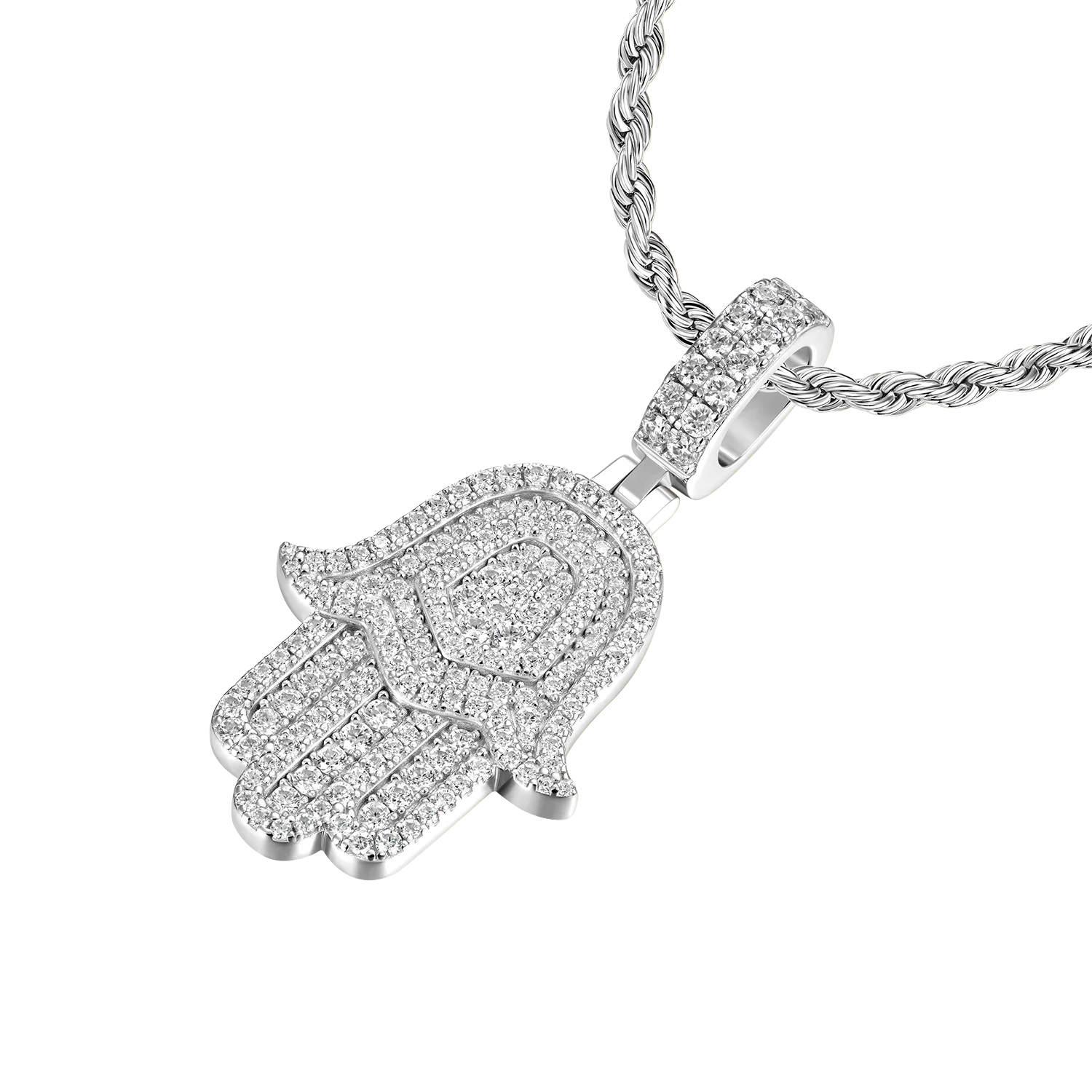 Moissanite Double-Layered Hamsa Pendant - Image 6