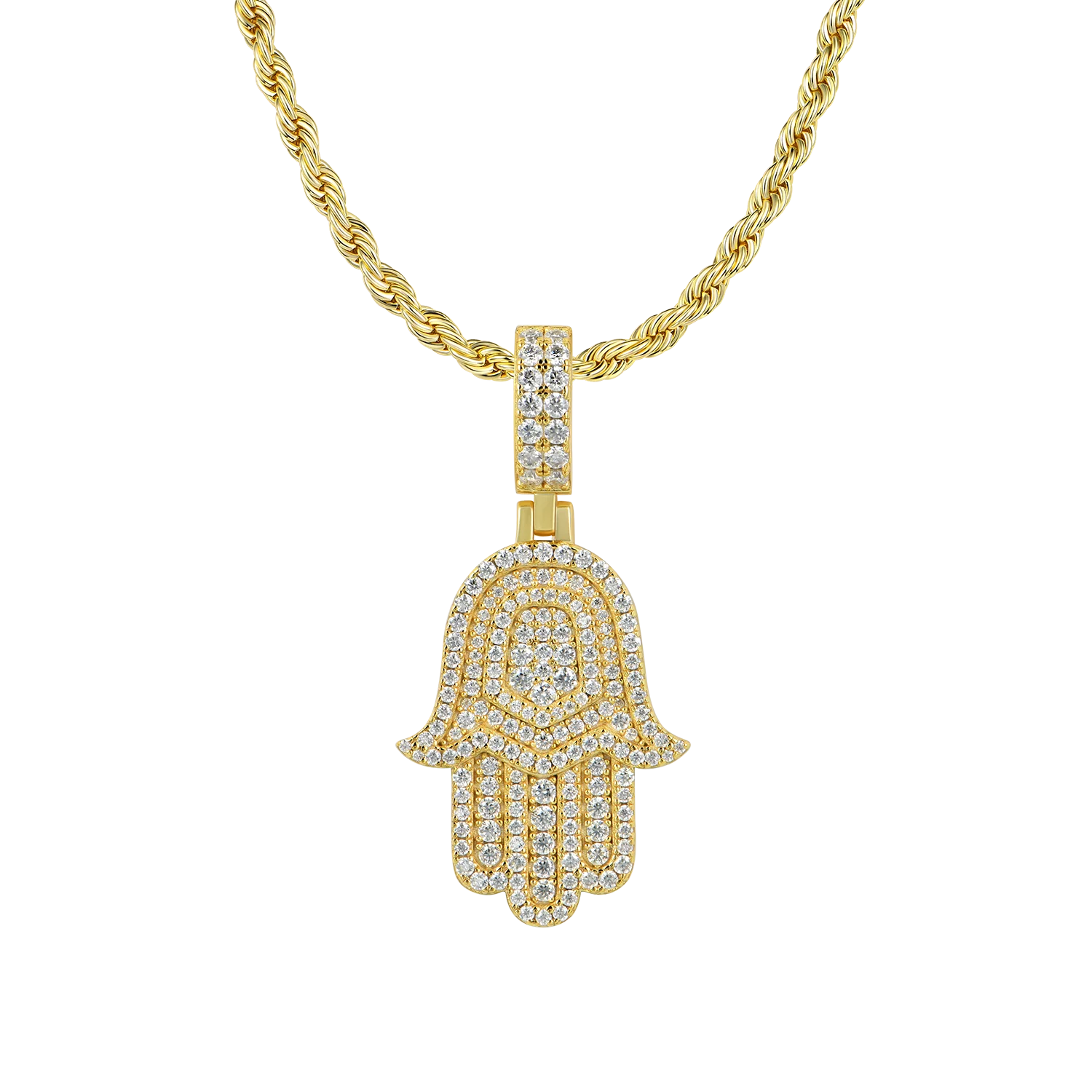 Moissanite Double-Layered Hamsa Pendant - Image 9