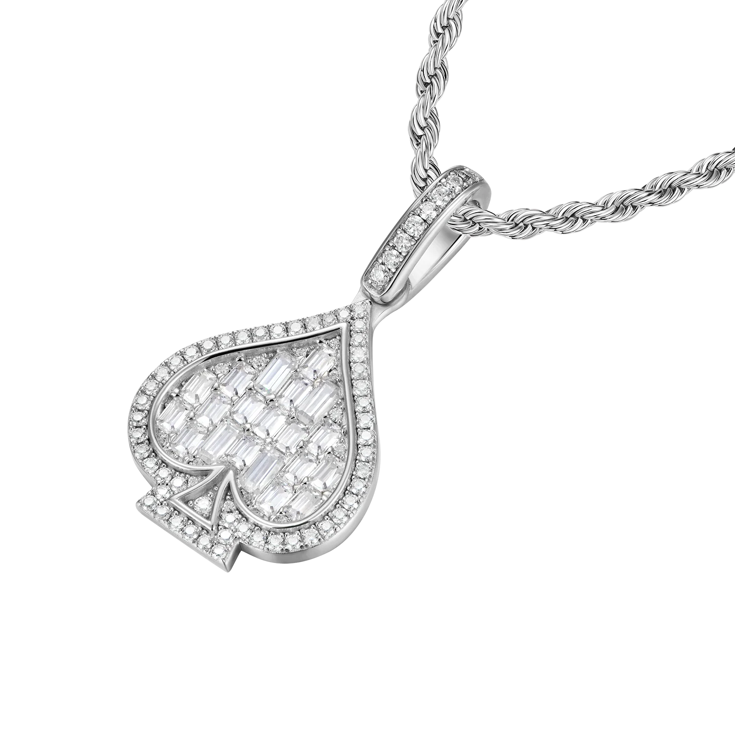 Moissanite Emerald Cut Spade Pendant - Image 3