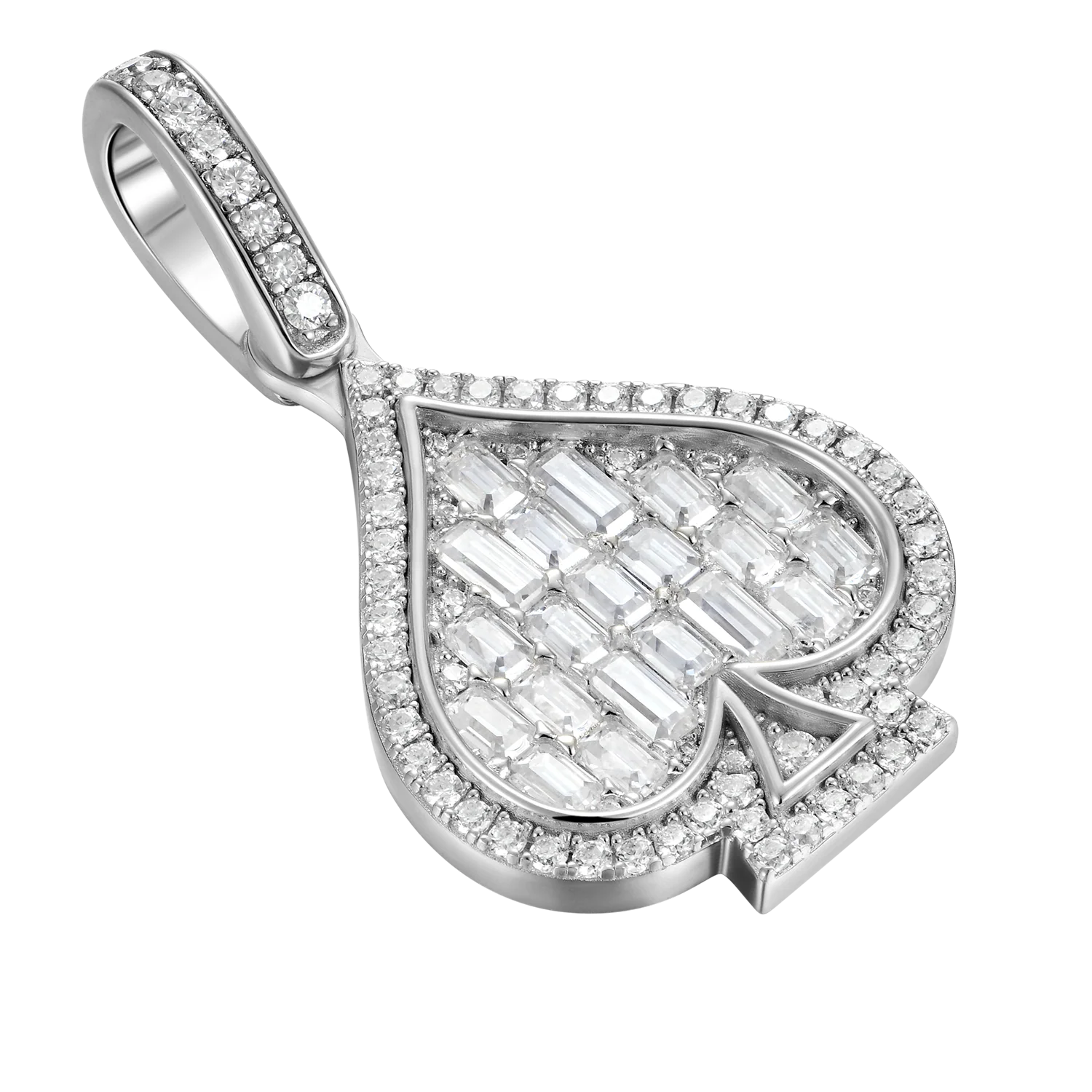 Moissanite Emerald Cut Spade Pendant - Image 4