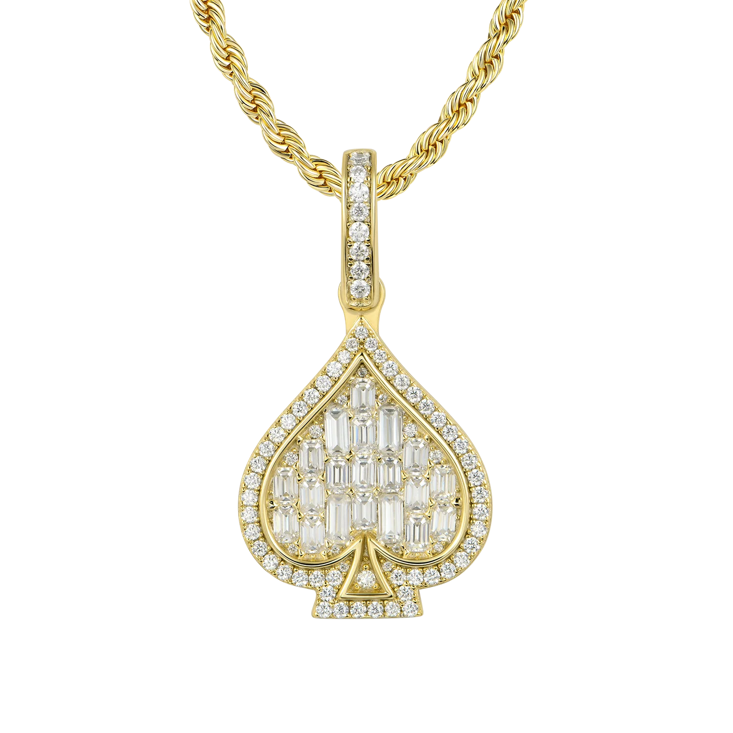 Moissanite Emerald Cut Spade Pendant - Image 6