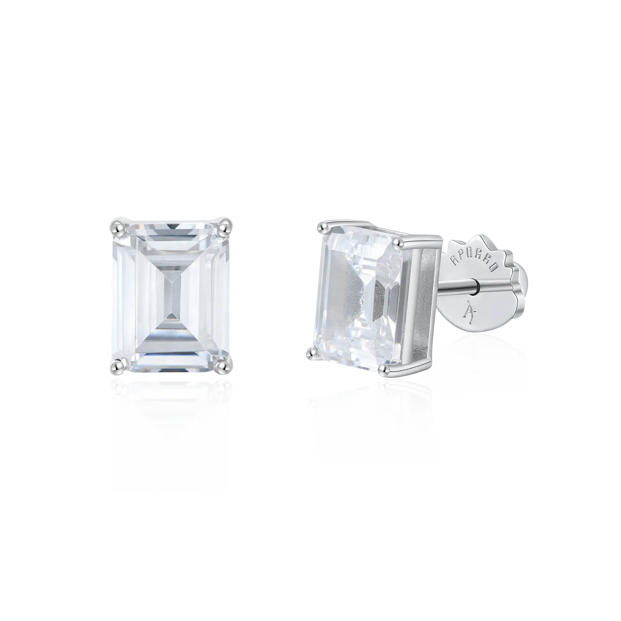 Moissanite S925 Emerald Cut Stud Earrings - Image 10