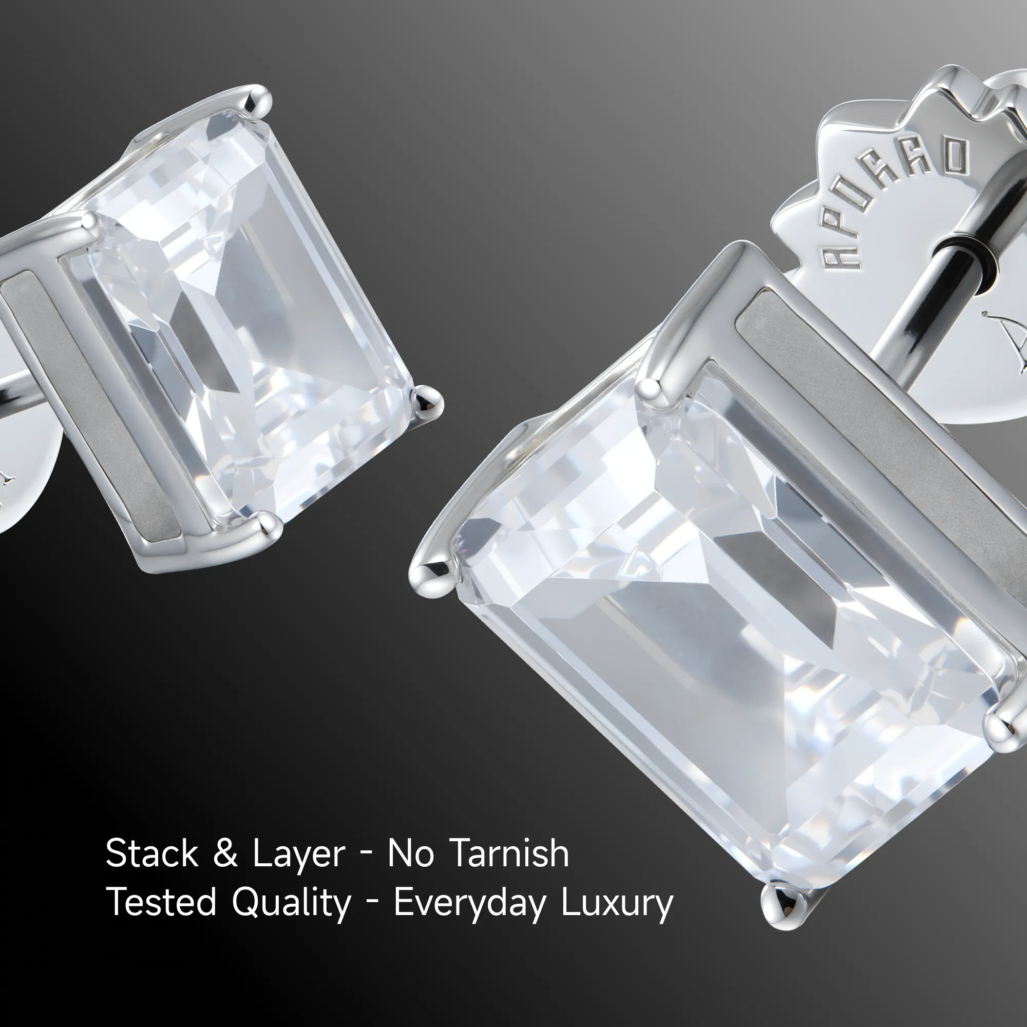 Moissanite S925 Emerald Cut Stud Earrings - Image 5