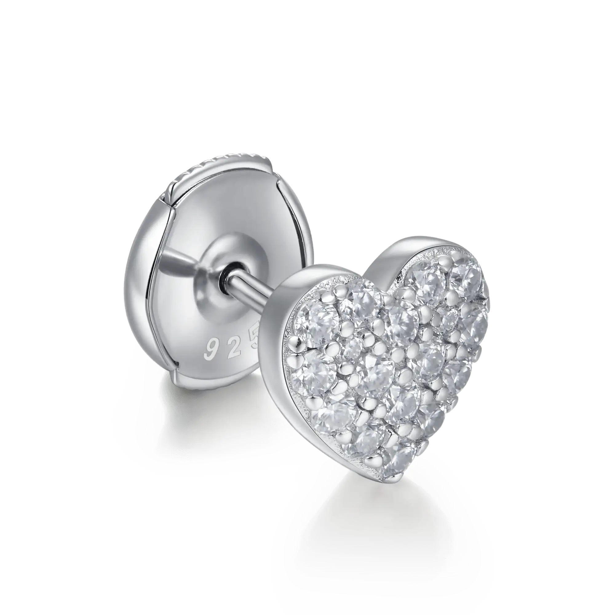 Moissanite S925 Round Cut Heart Stud Earring - Image 5