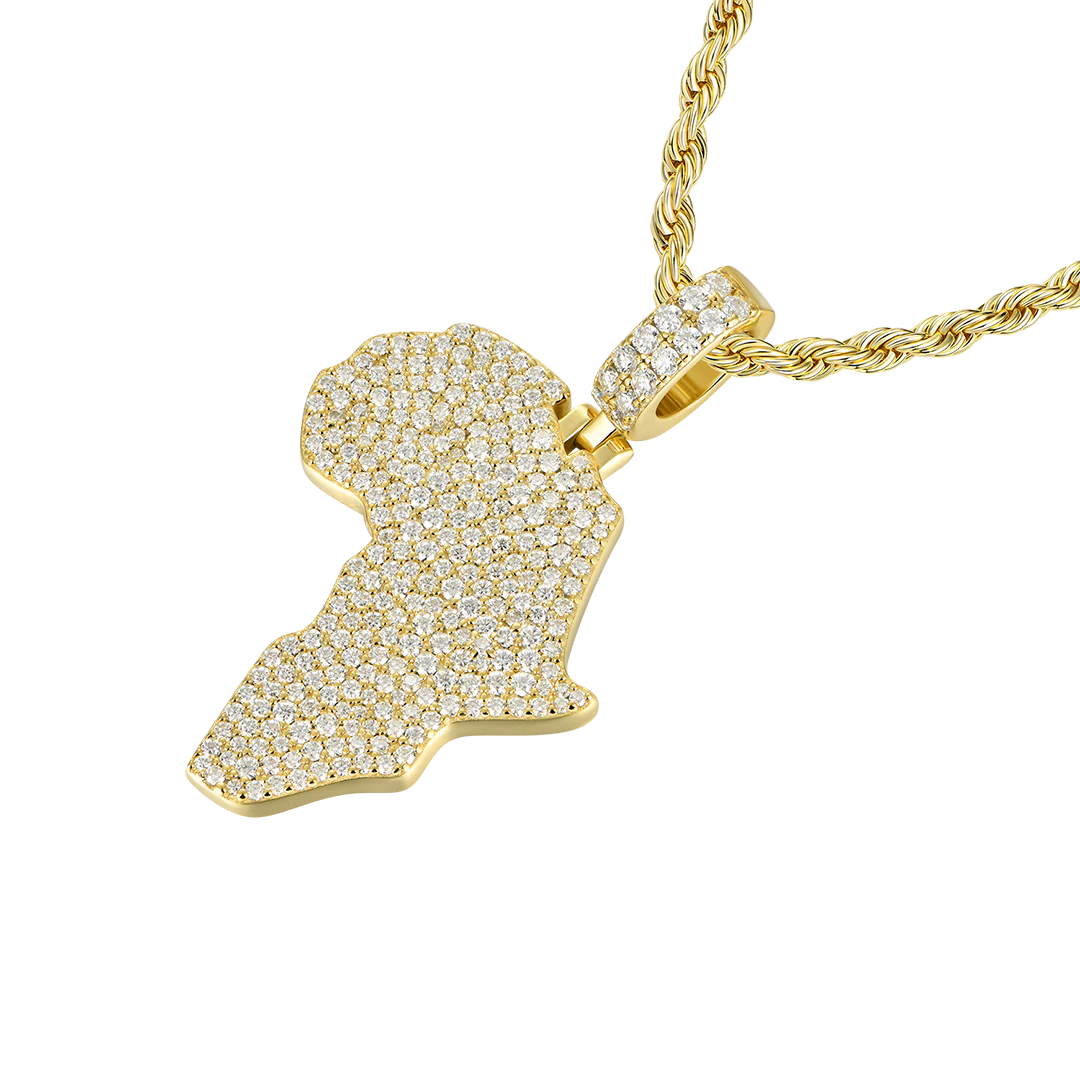 Moissanite Round Cut Map of Africa Pendant - Image 3