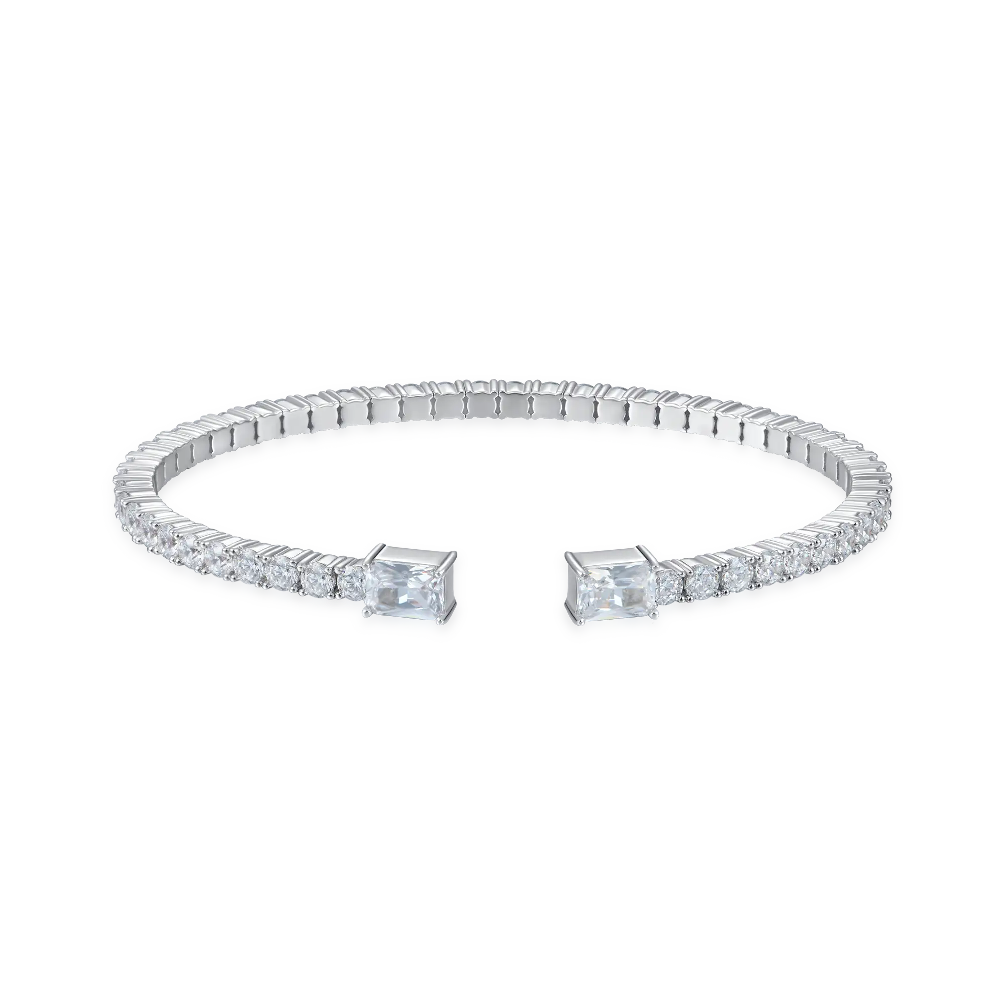 Moissanite Multiple Spring Tennis Bangle Bracelet - Image 7