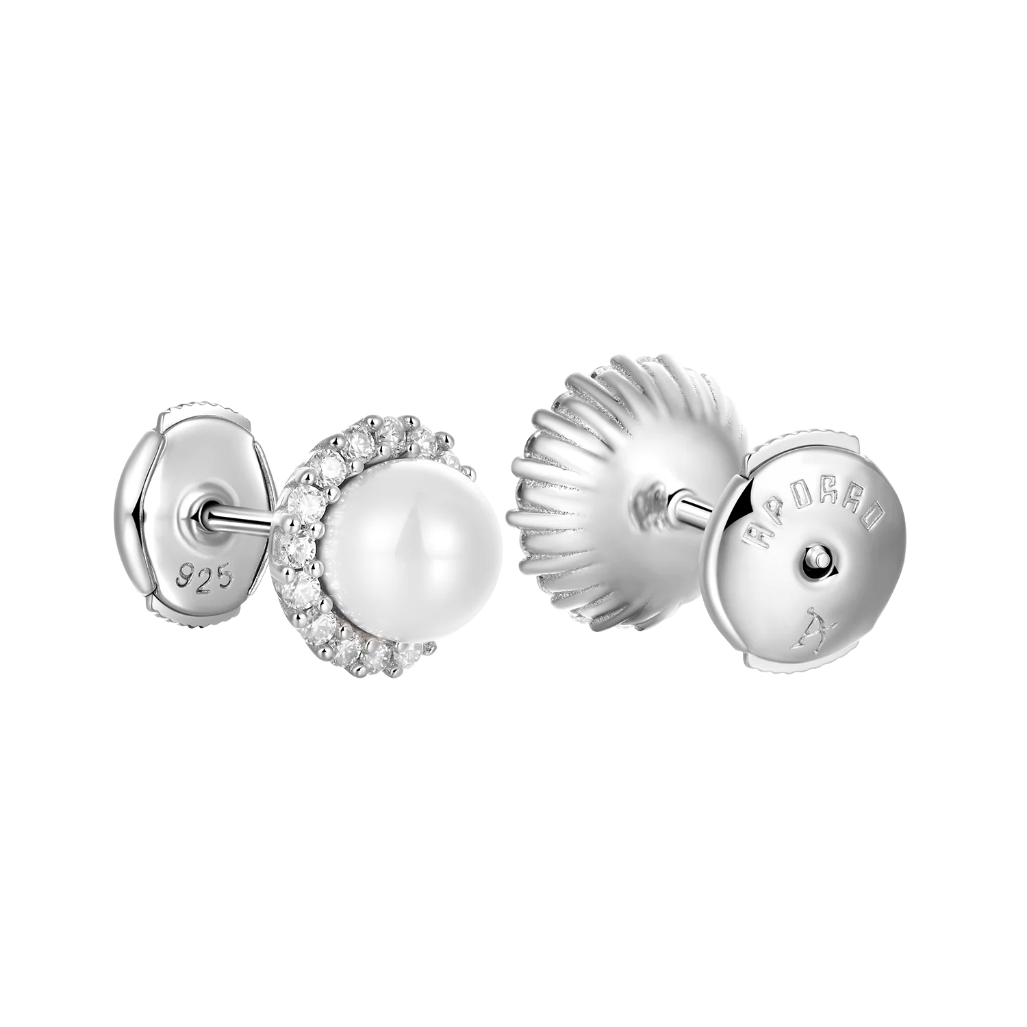 Single Moissanite Pearl Stud Earring - Image 5