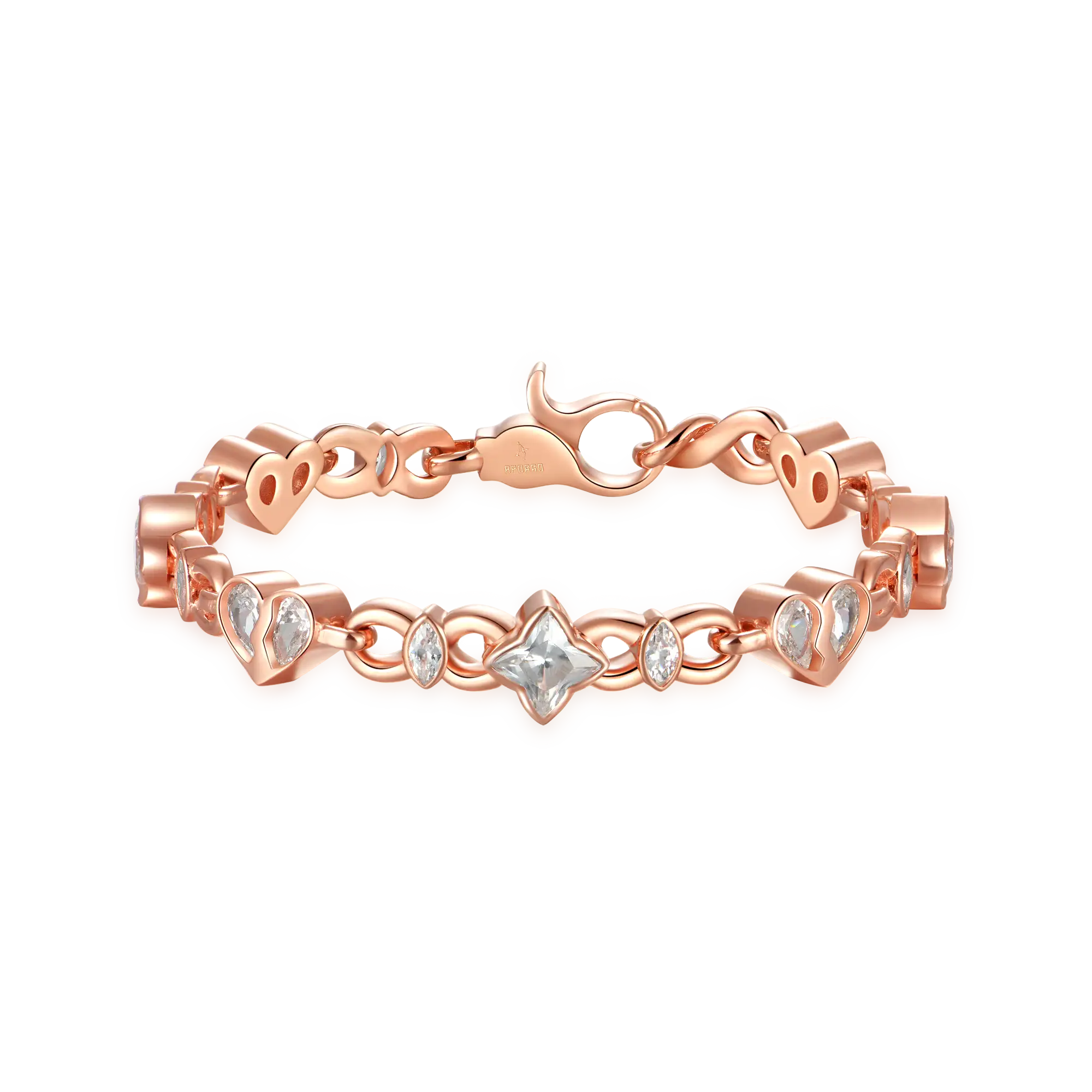Moissanite Radiant Hearts Entwined Bracelet - 8mm