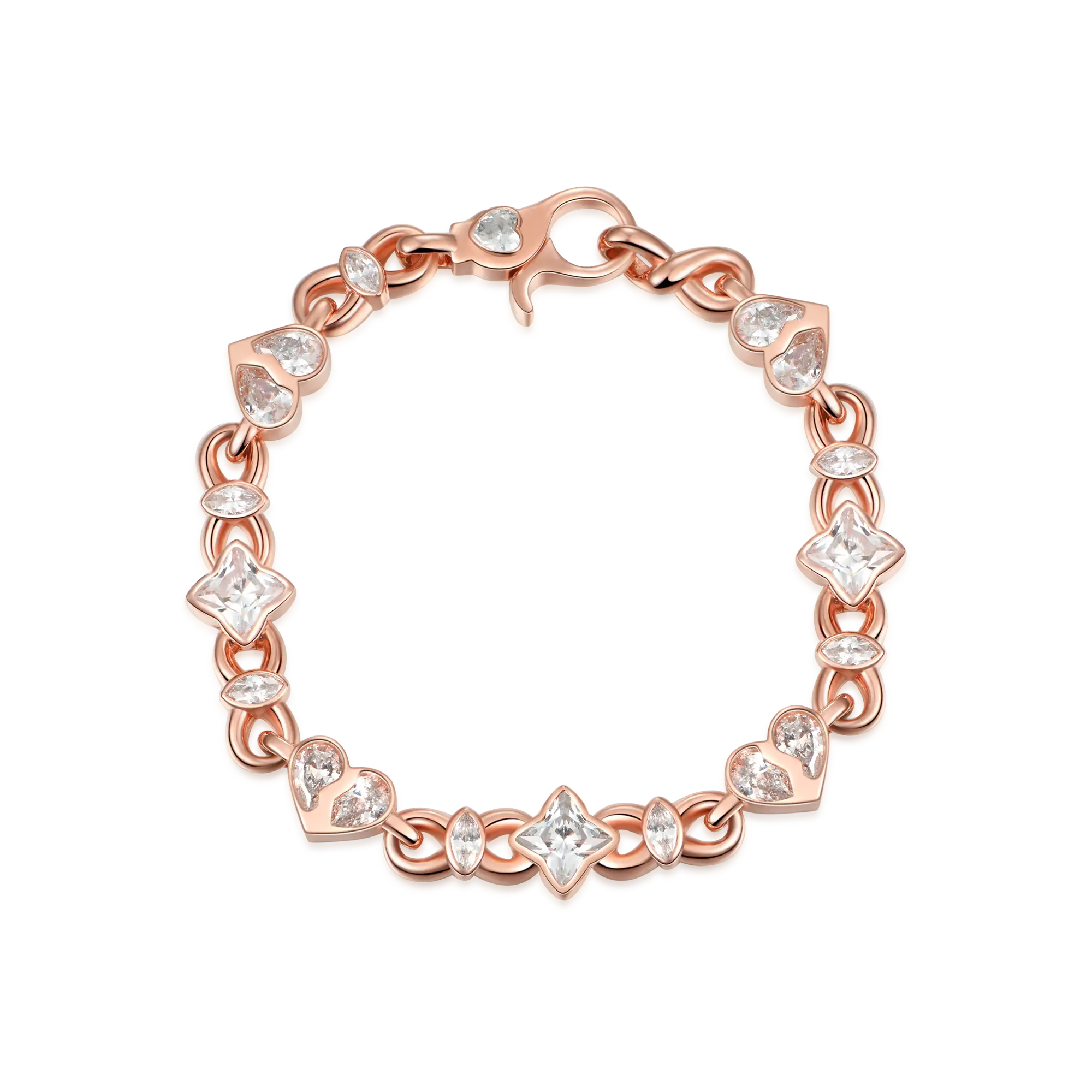 Moissanite Radiant Hearts Entwined Bracelet - 8mm - Image 5