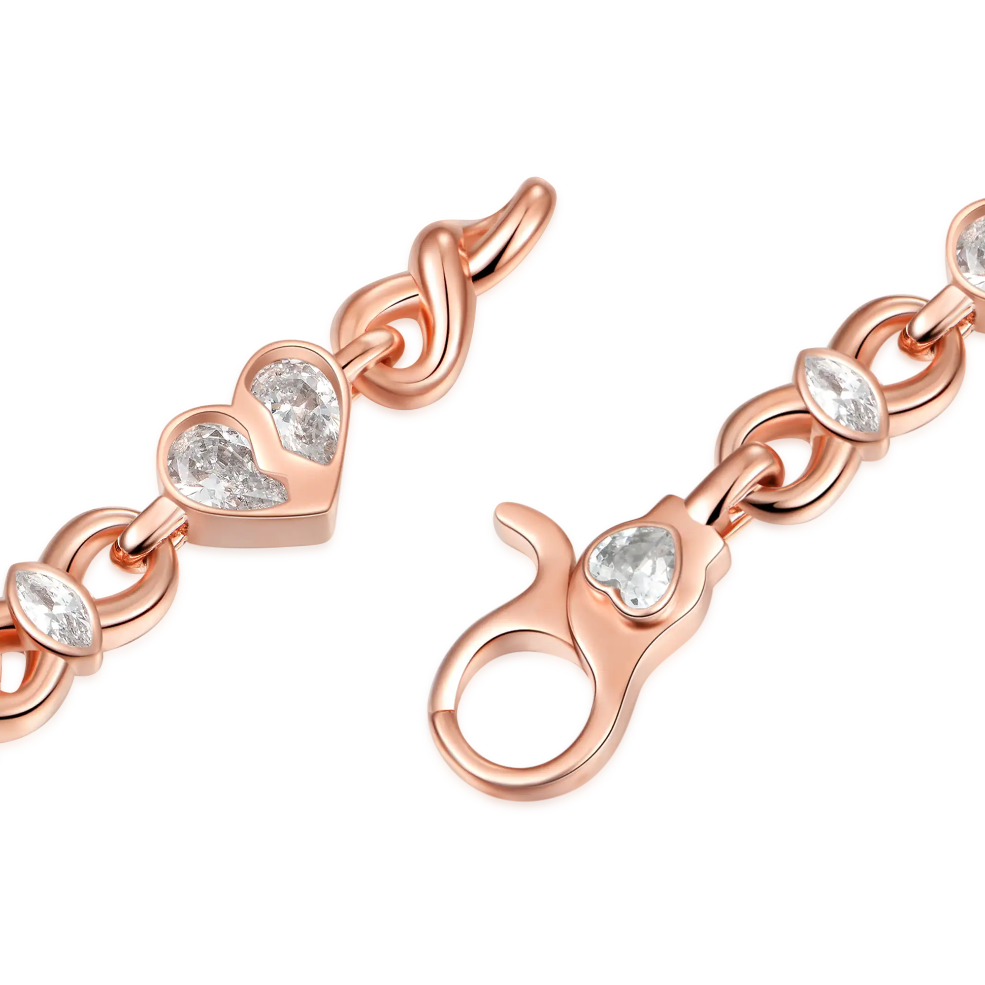 Moissanite Radiant Hearts Entwined Bracelet - 8mm - Image 6