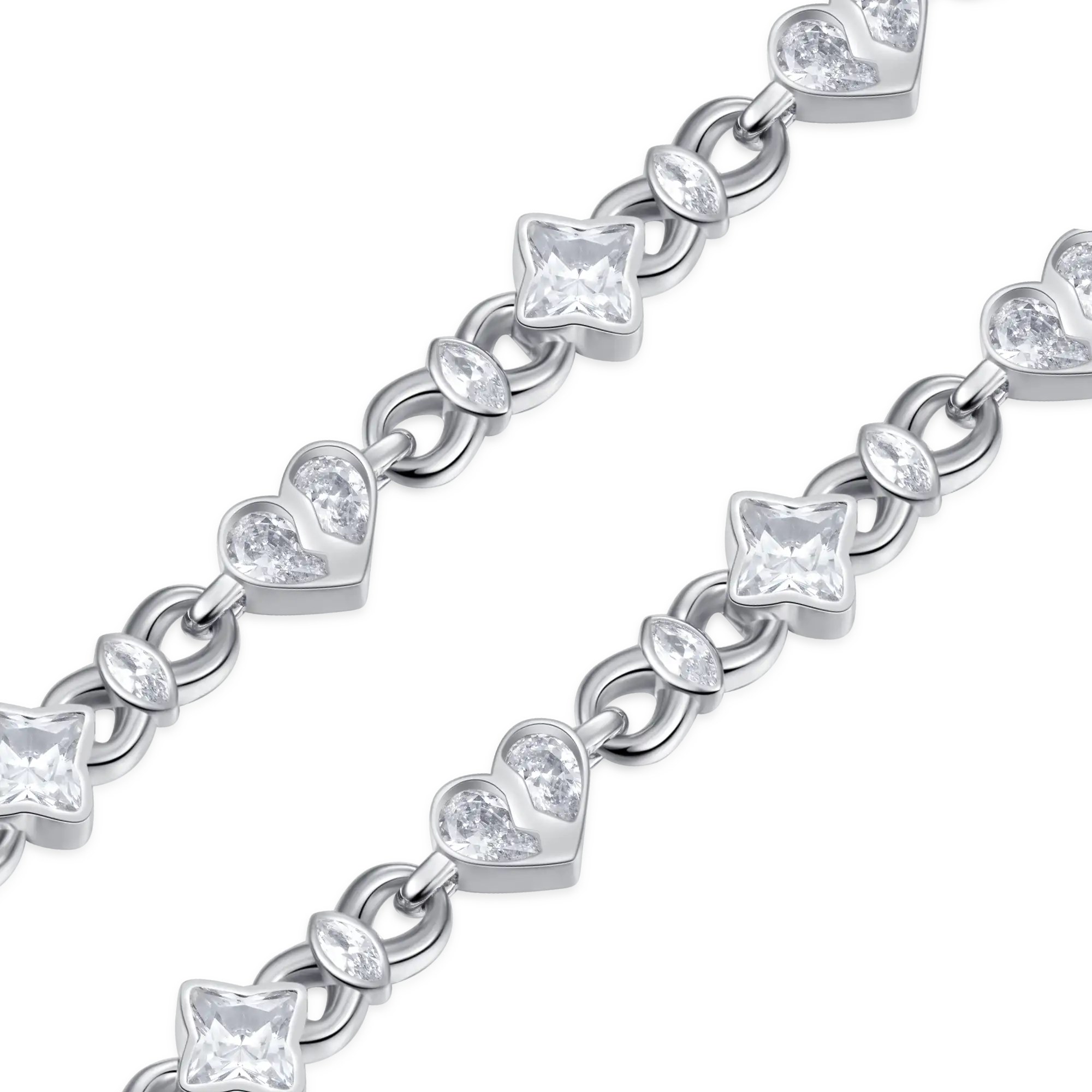 Moissanite Radiant Hearts Entwined Bracelet - 8mm - Image 9