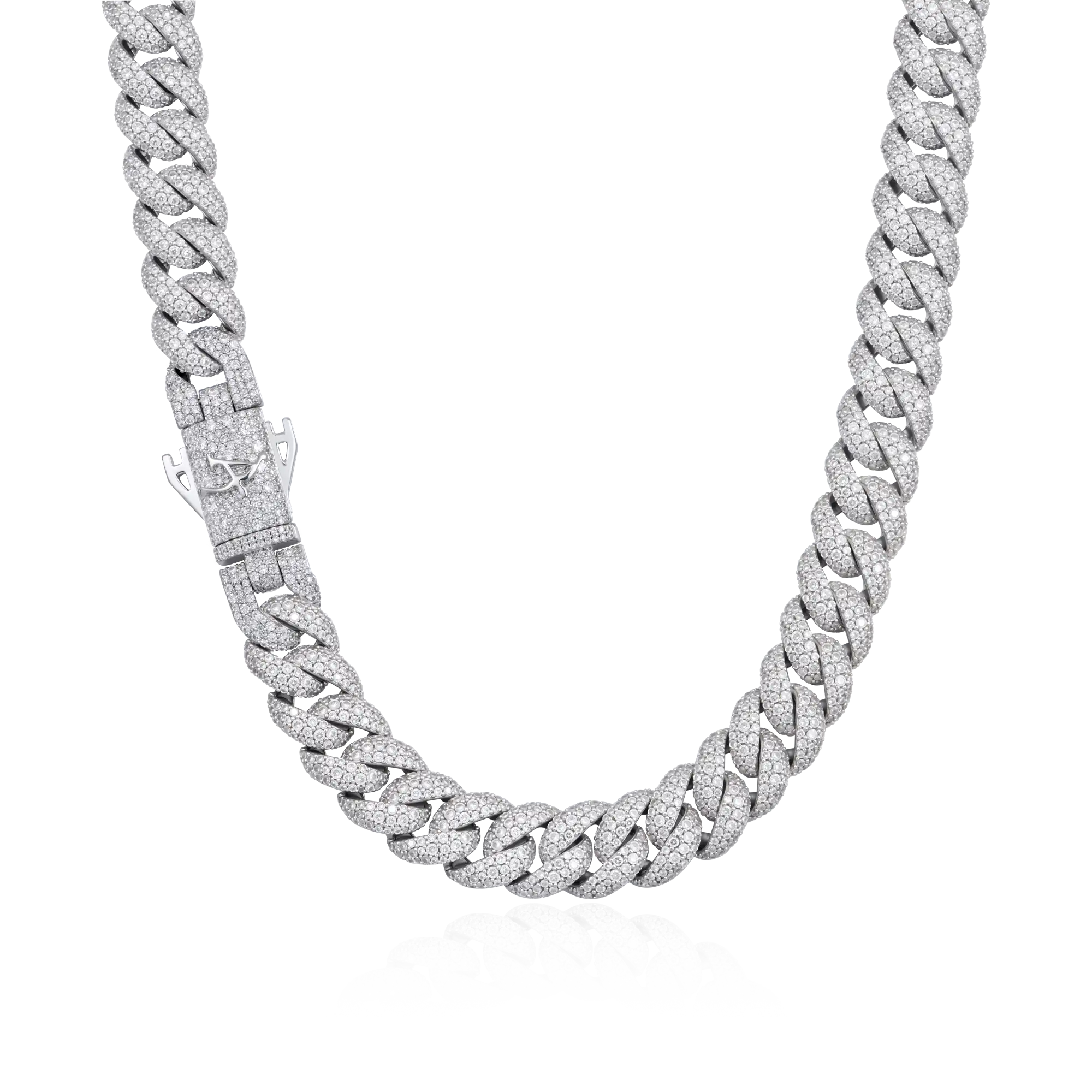 Moissanite Round Cut Cuban Link Chain - 12mm