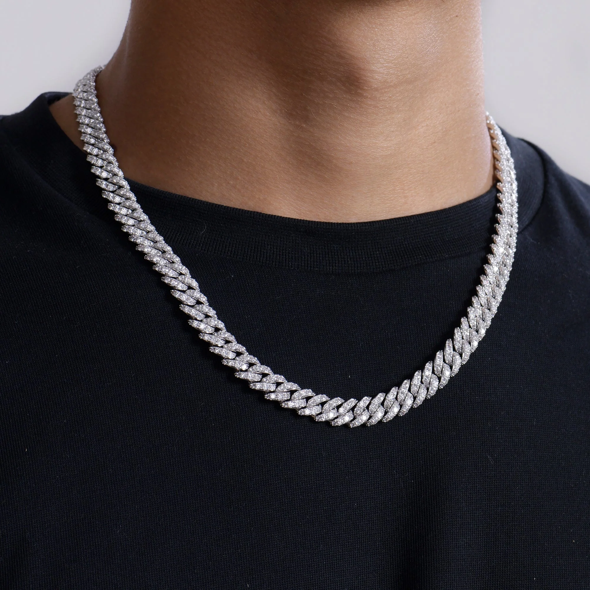 Moissanite Round Cut Cuban Link Chain - 12mm - Image 2