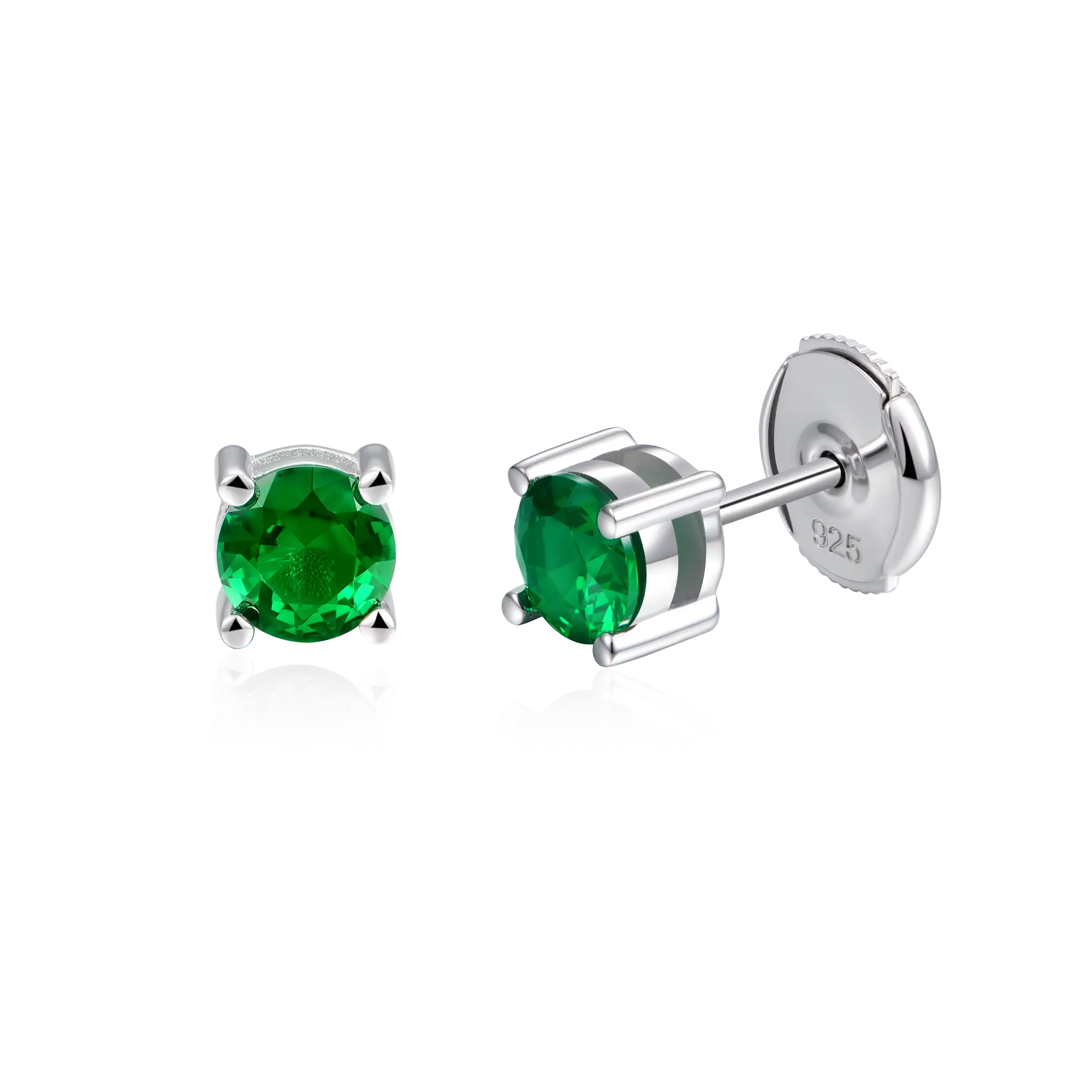 Moissanite S925 Round Cut Stud Earring - Green