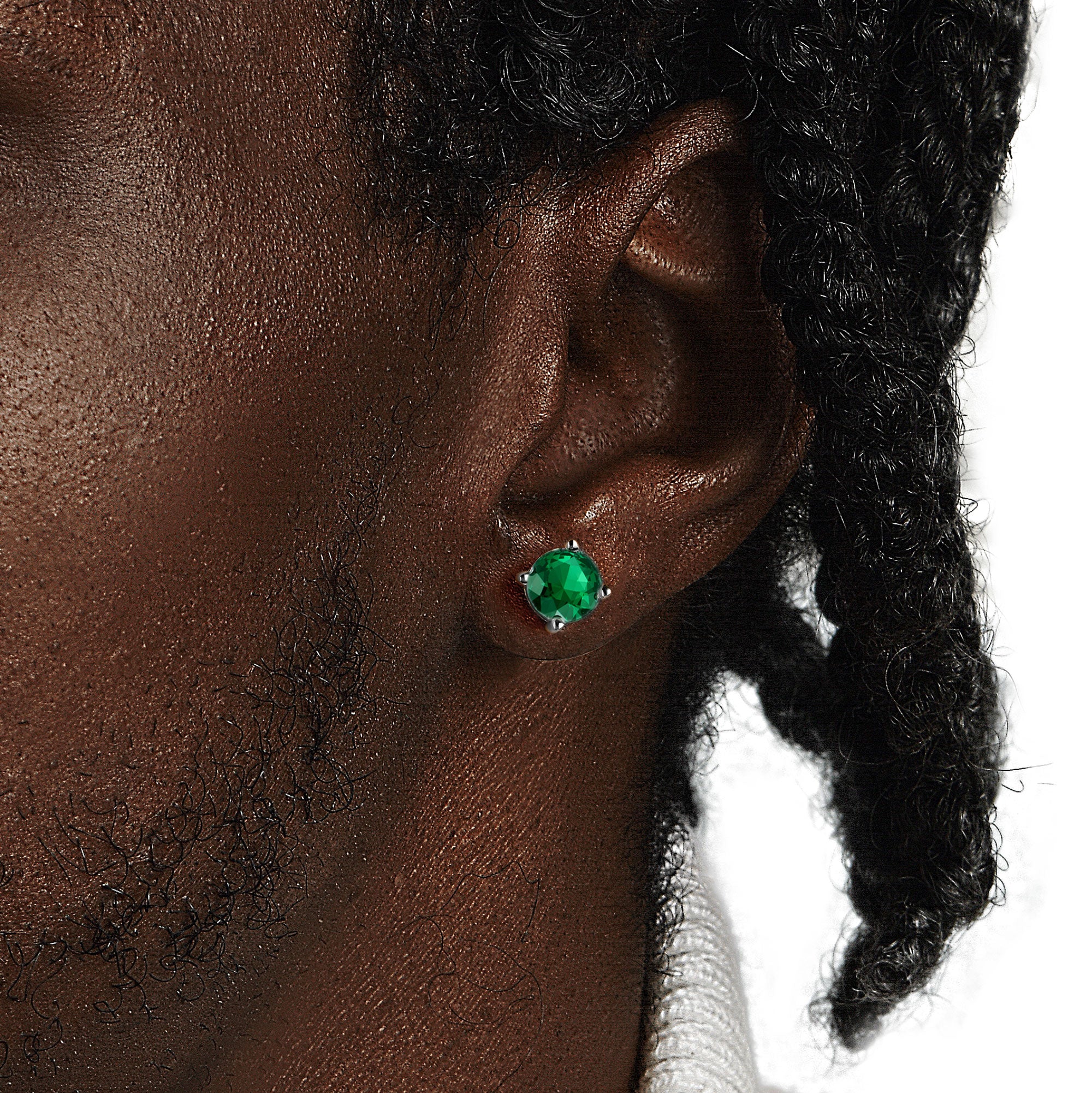 Moissanite S925 Round Cut Stud Earring - Green - Image 2