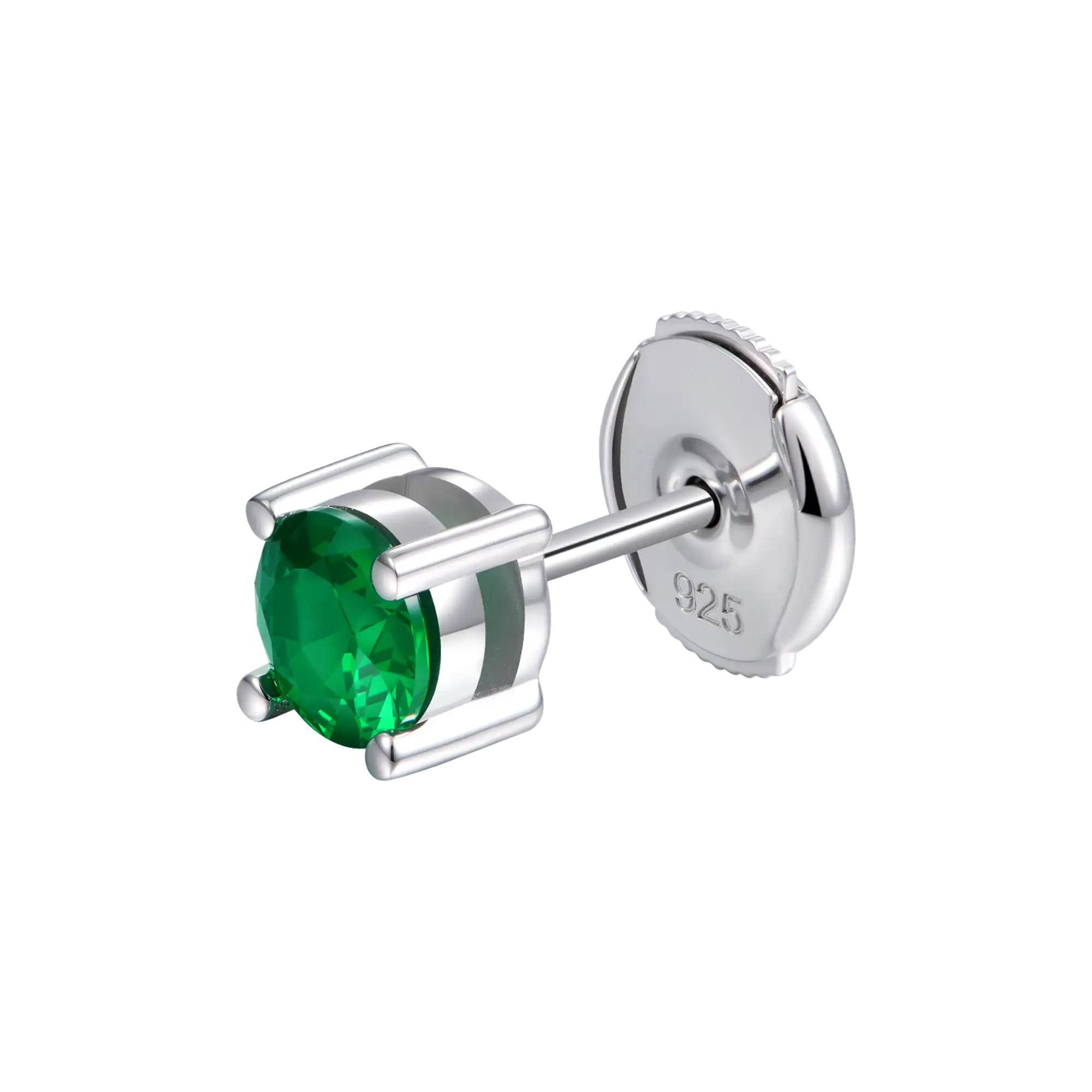 Moissanite S925 Round Cut Stud Earring - Green - Image 3