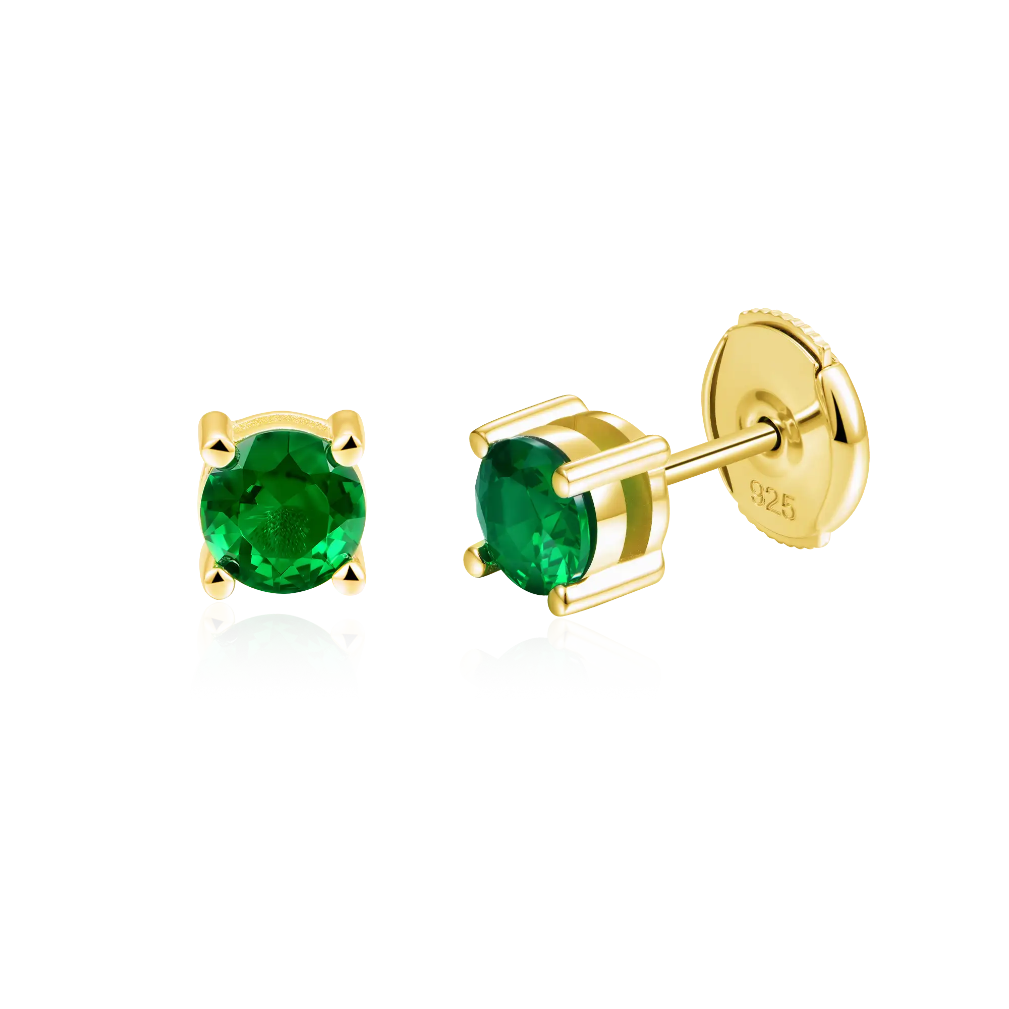 Moissanite S925 Round Cut Stud Earring - Green - Image 5