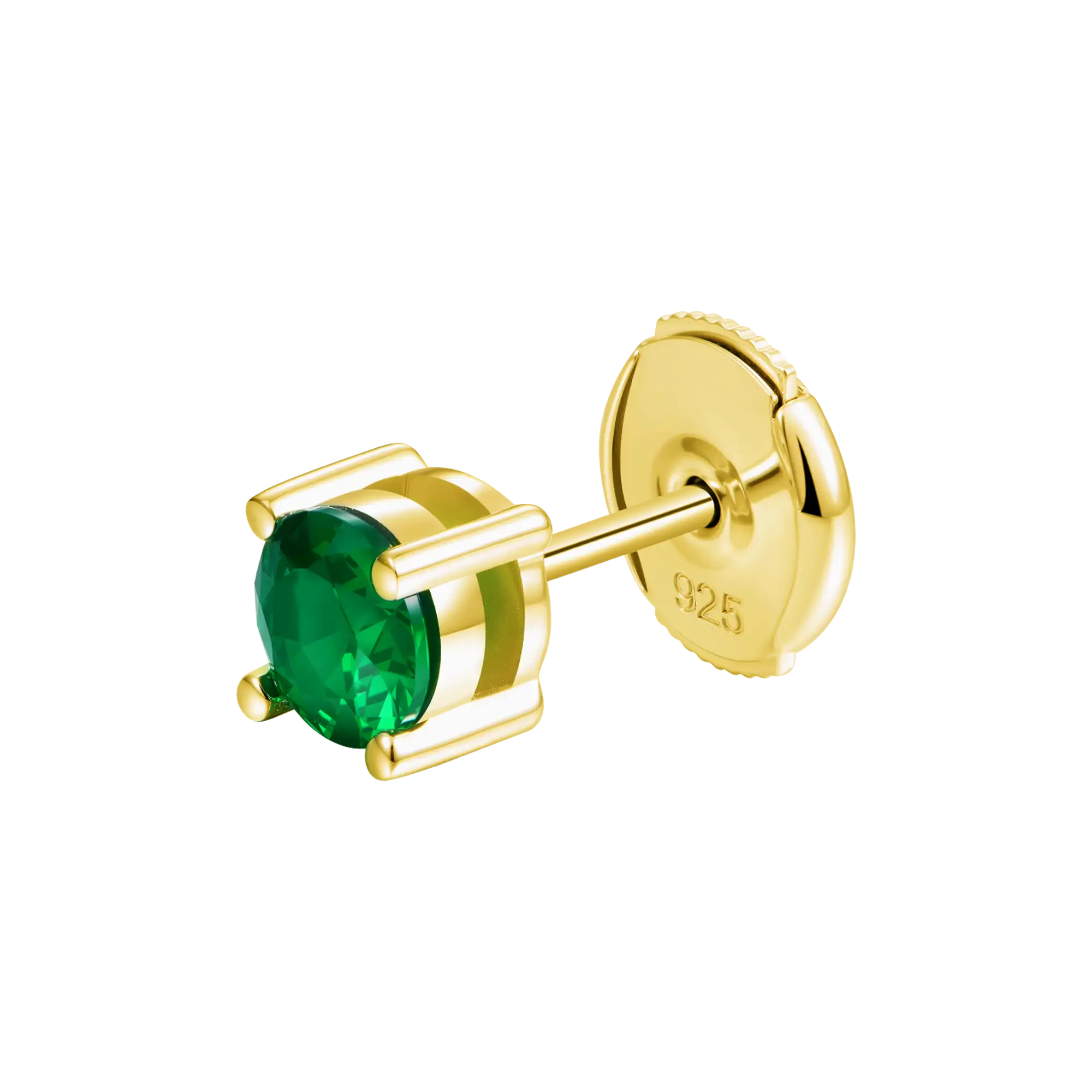 Moissanite S925 Round Cut Stud Earring - Green - Image 6