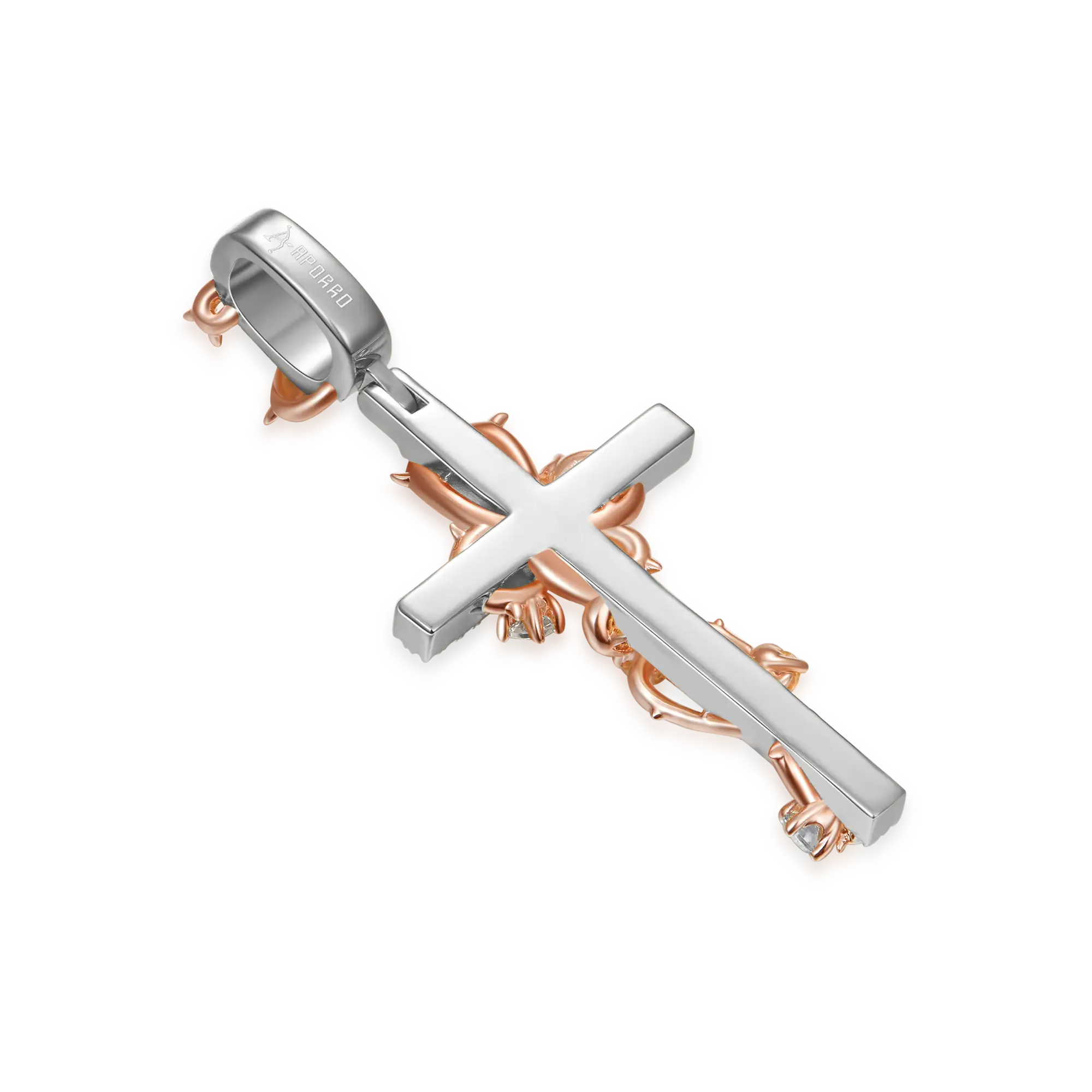Moissanite Thorned Rose Cross Pendant - Image 12