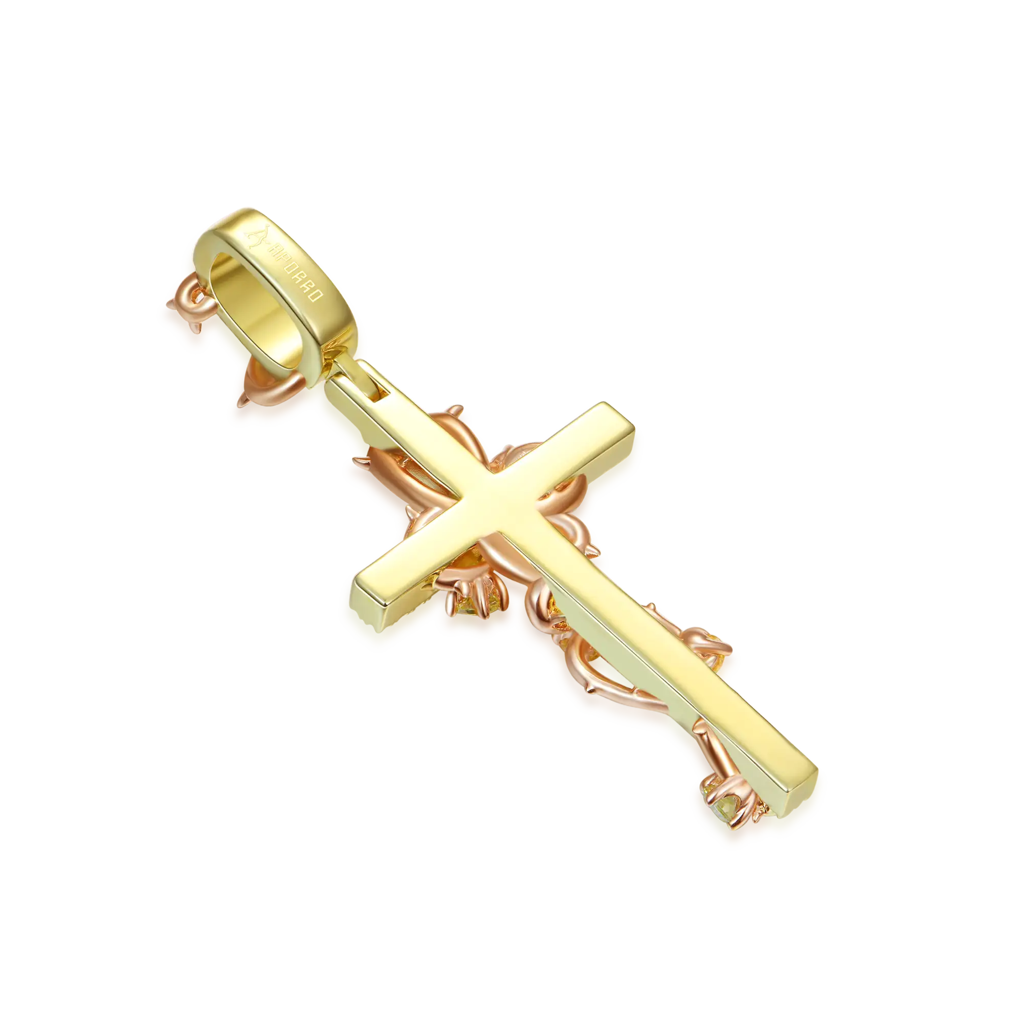 Moissanite Thorned Rose Cross Pendant - Image 14