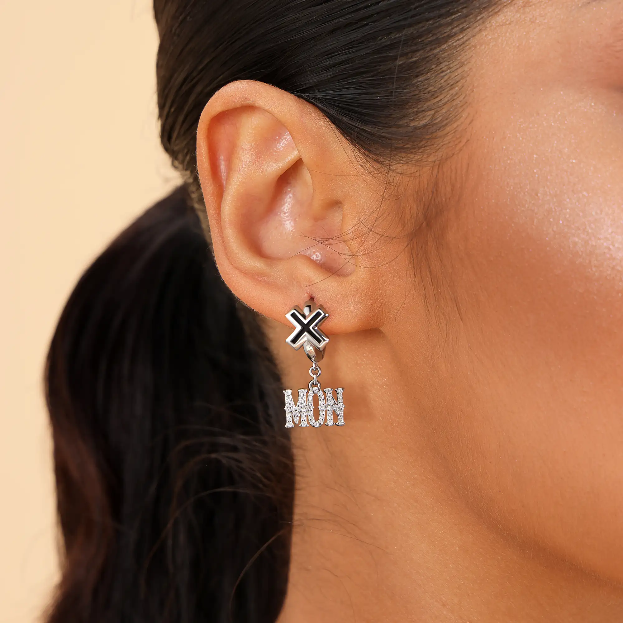 Moissanite MON/FRI Dangly Earring - Image 3