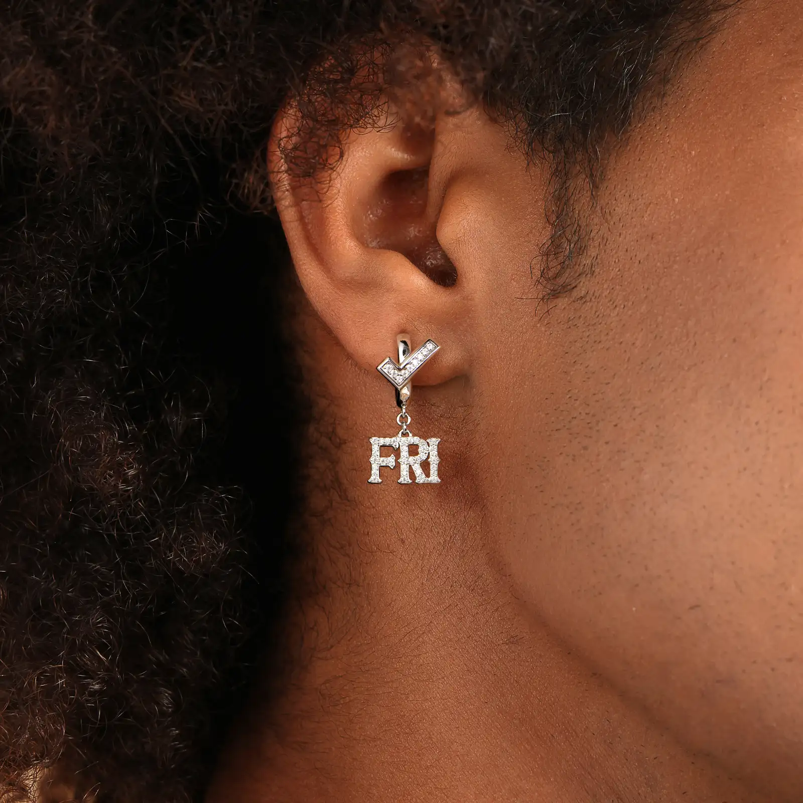 Moissanite MON/FRI Dangly Earring - Image 8