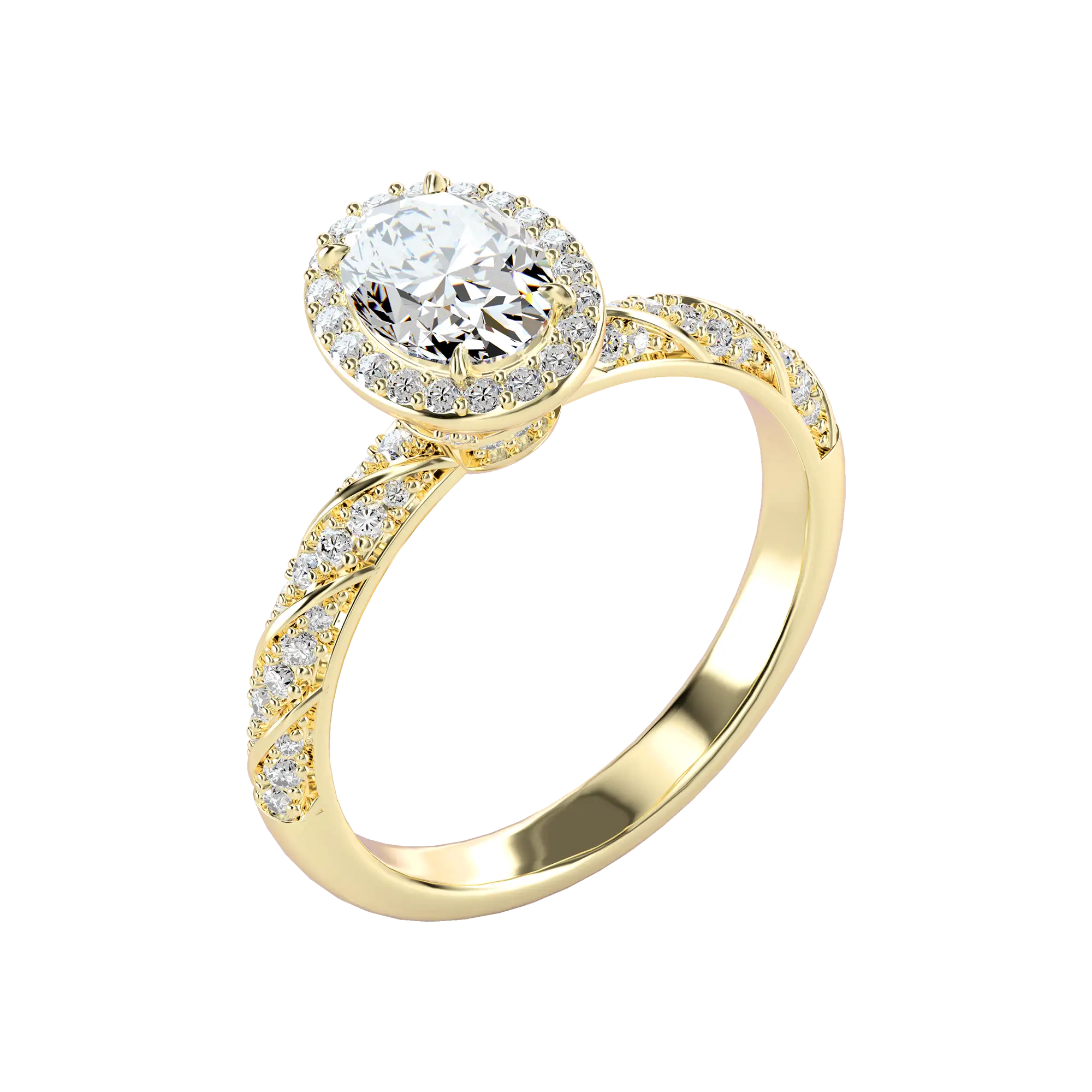 Oval Cut Halo Diamond Rope Engagement Ring