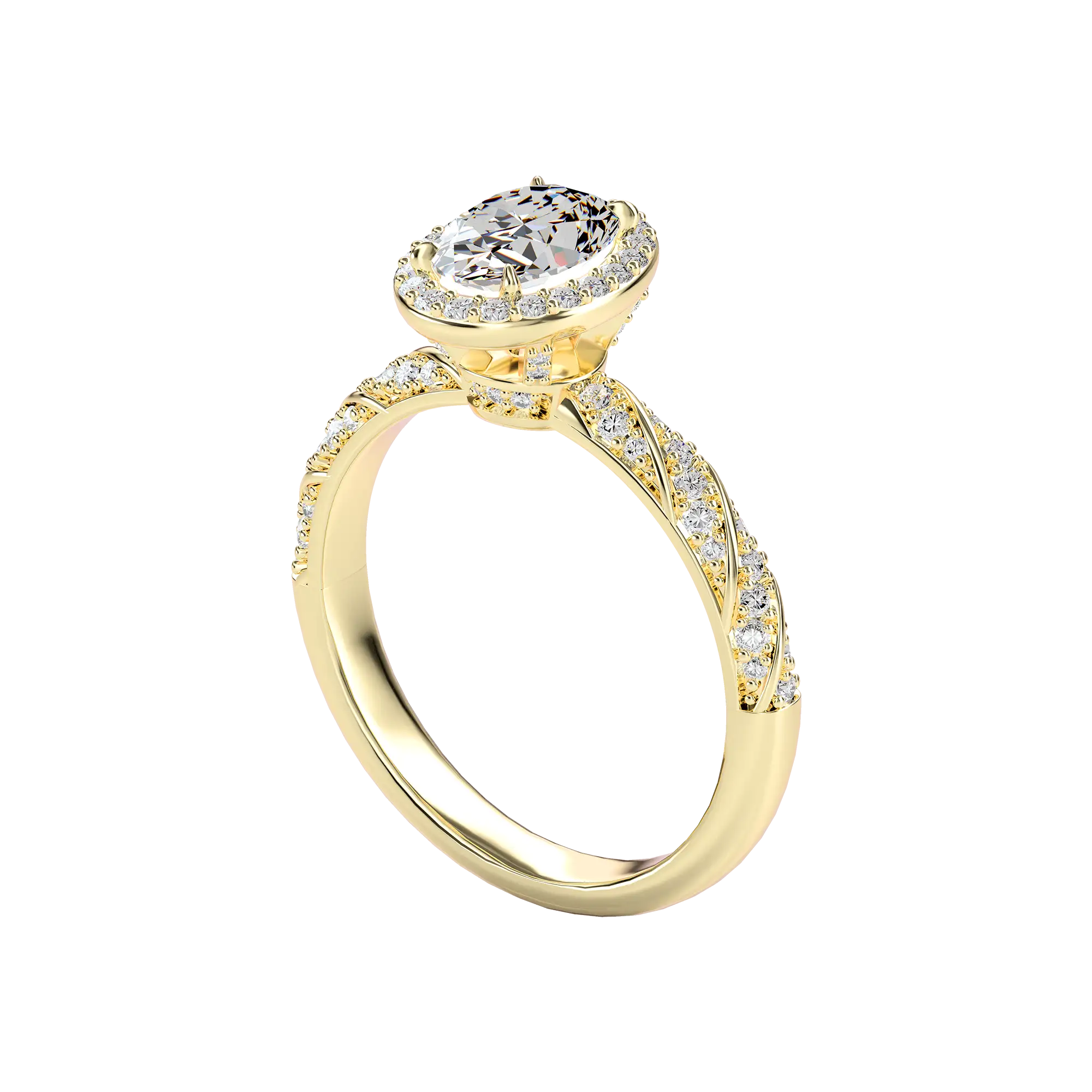 Oval Cut Halo Diamond Rope Engagement Ring - Image 2
