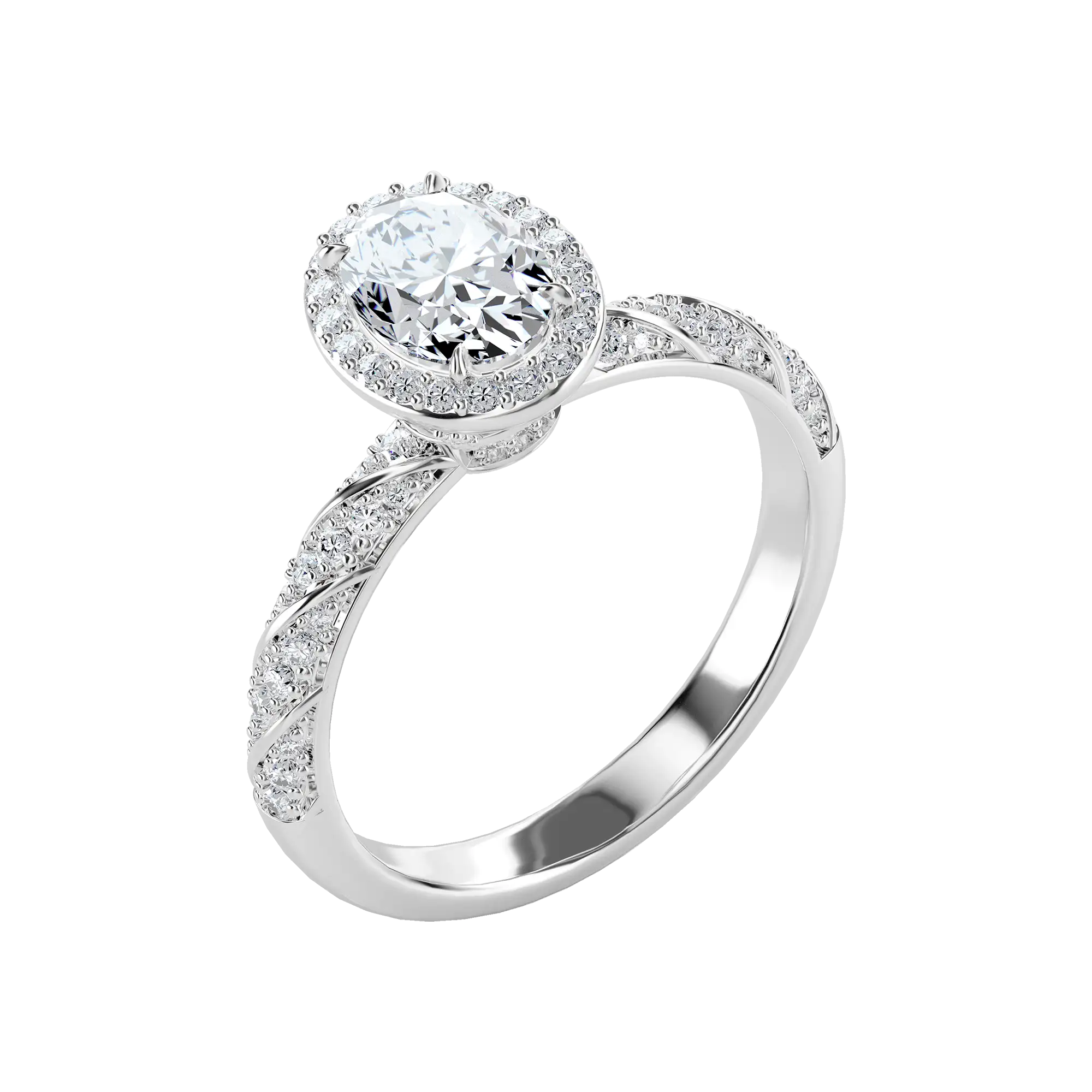 Oval Cut Halo Diamond Rope Engagement Ring - Image 4