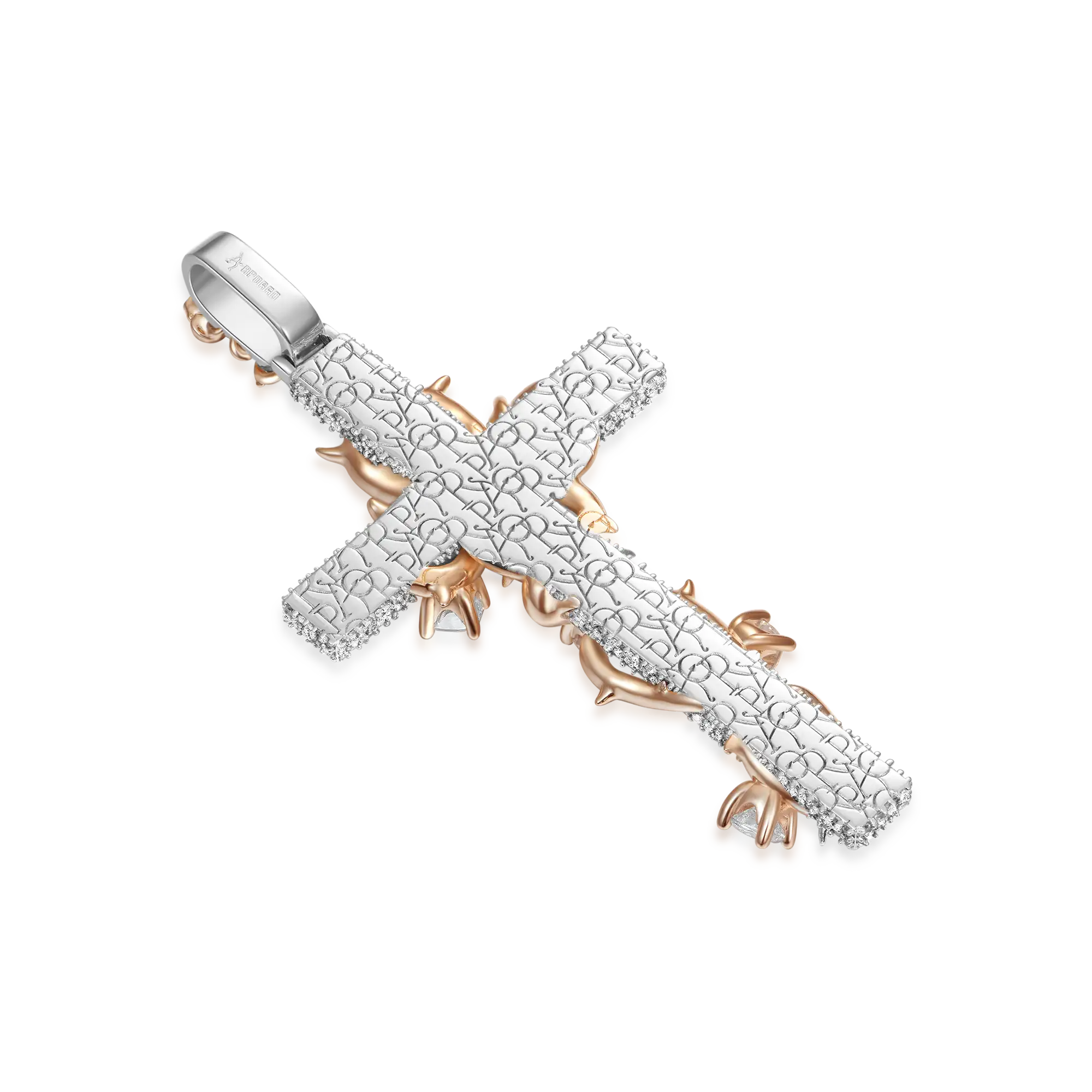 Pave Set Thorned Rose Cross Pendant - Image 6