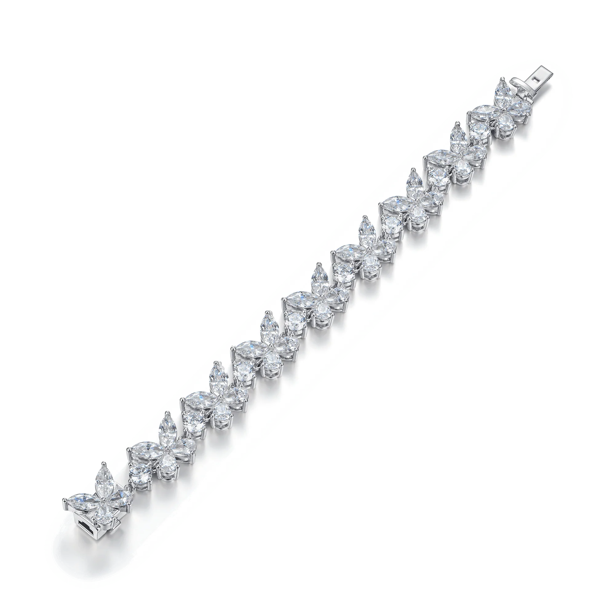 Vivid Pear-Shaped Mix Marquise Cut Butterfly Tennis Bracelet - 11mm - Image 3