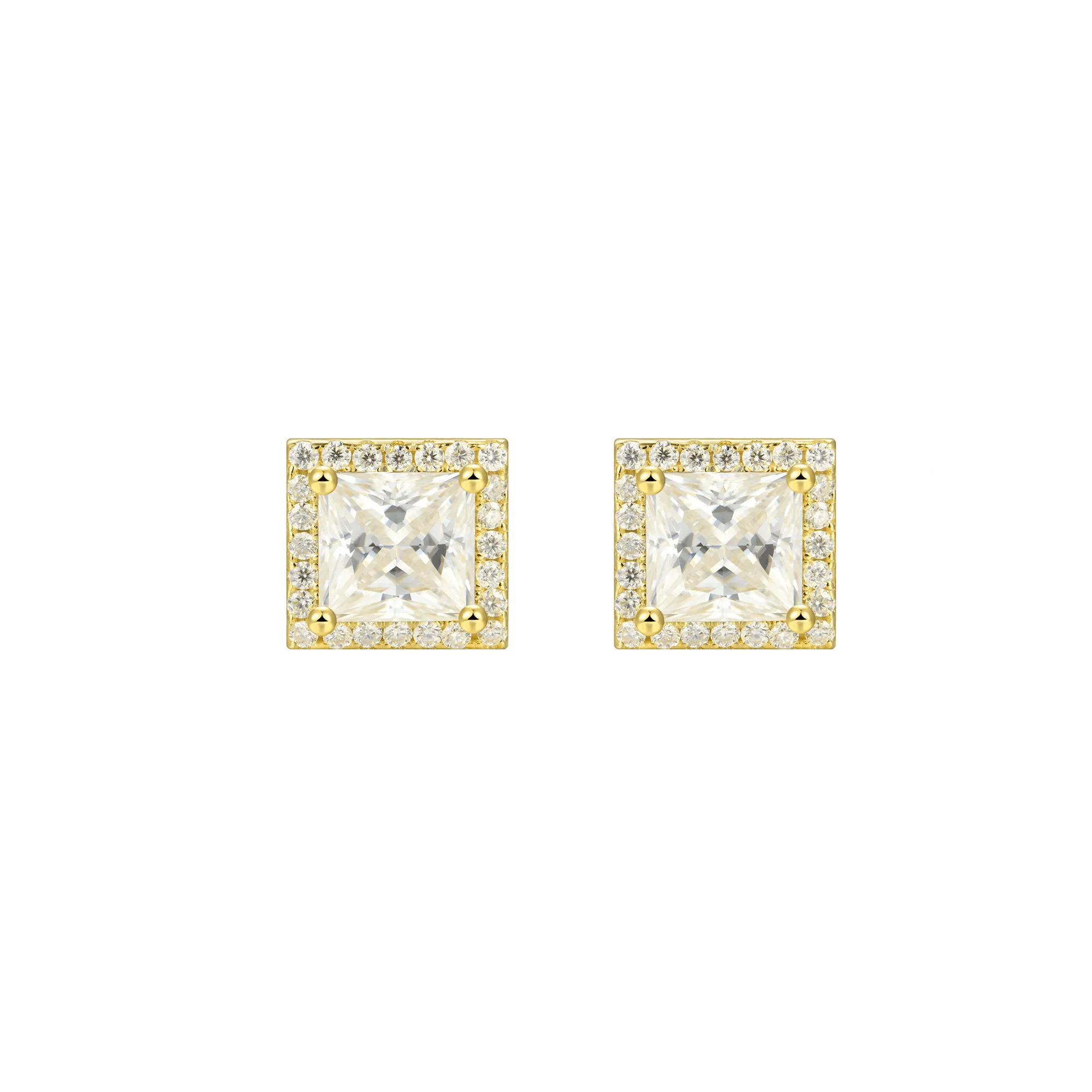 Moissanite S925 Halo Princess Cut Stud Earring - Image 7