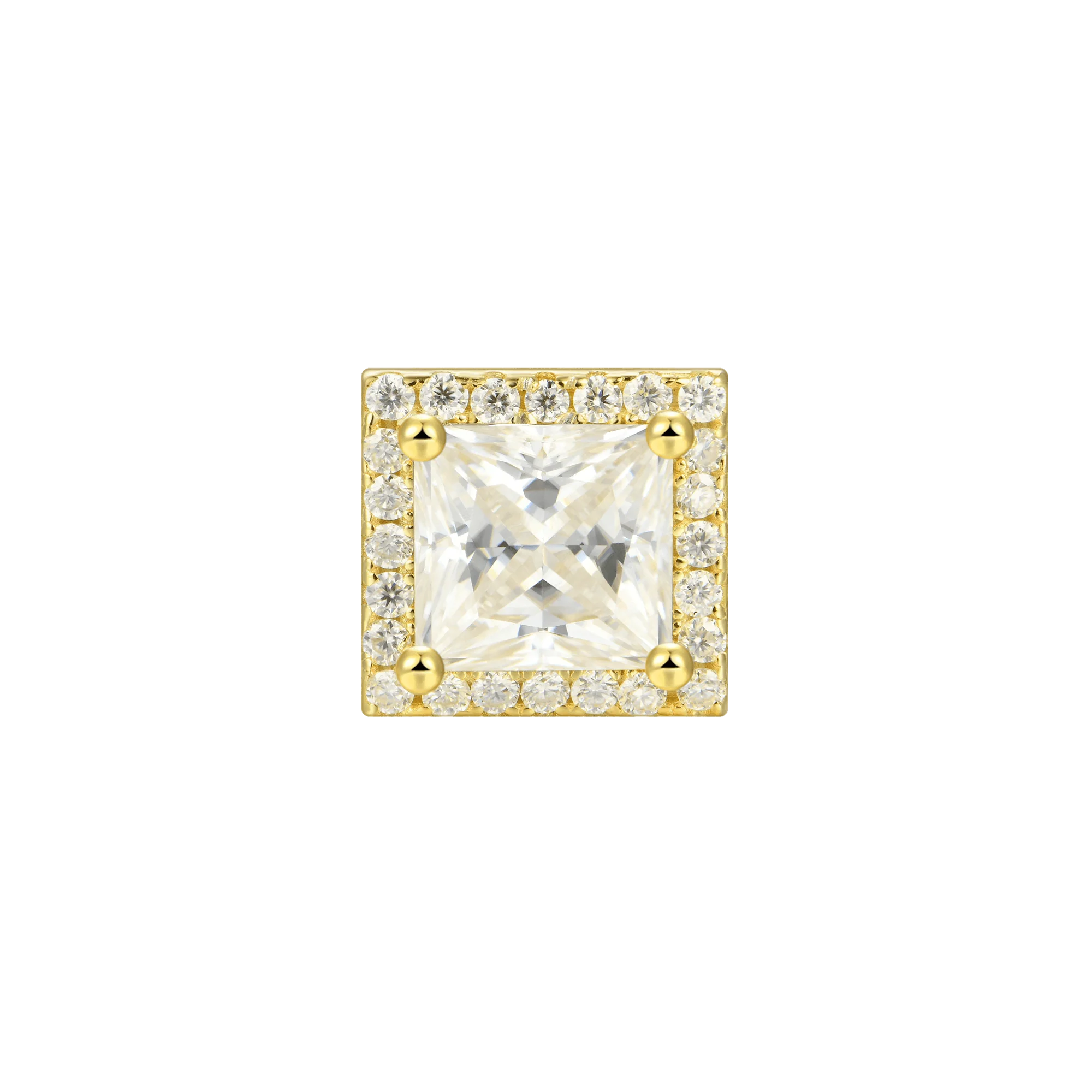 Moissanite S925 Halo Princess Cut Stud Earring - Image 9