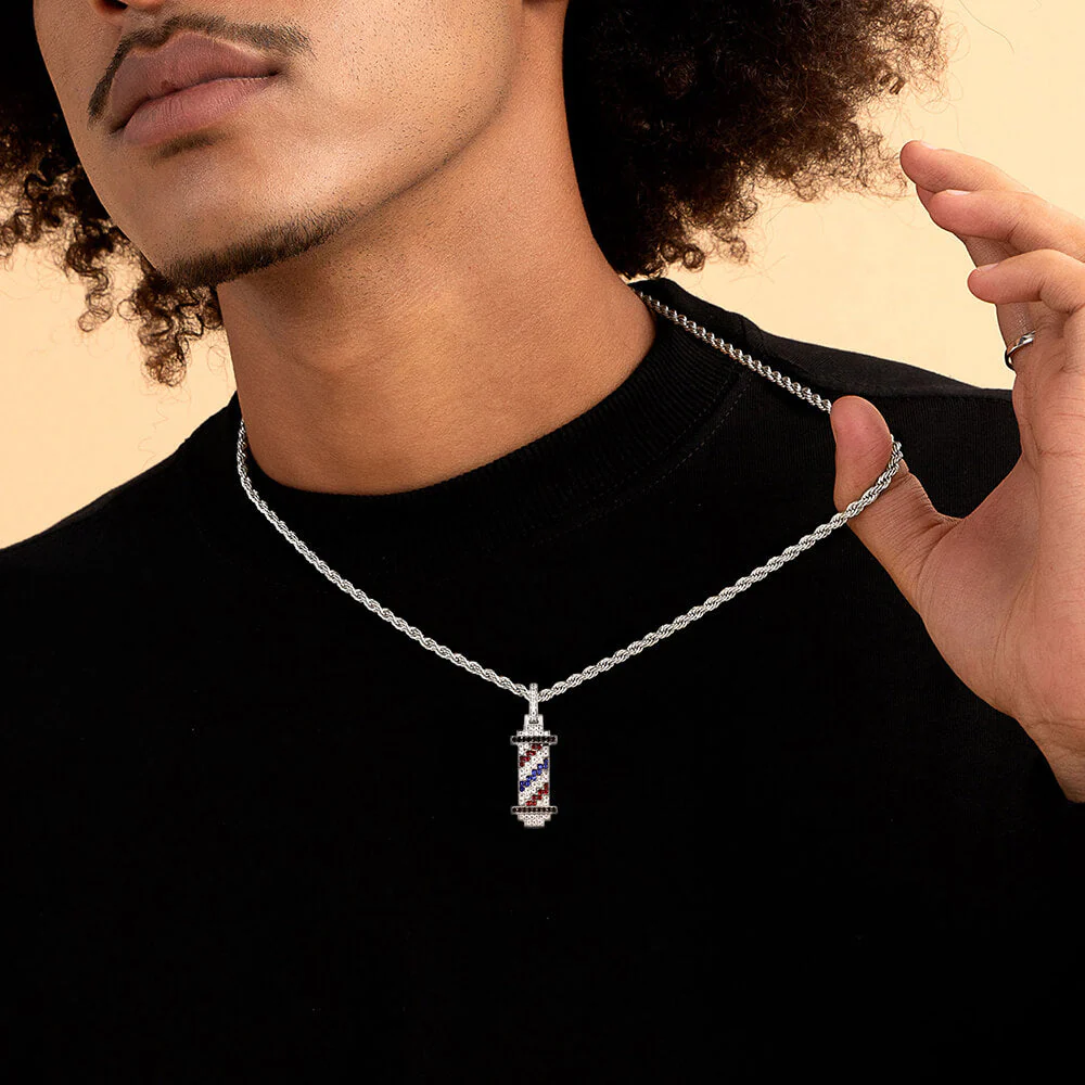 Retro Pixel Barber's pole Pendant - Image 2