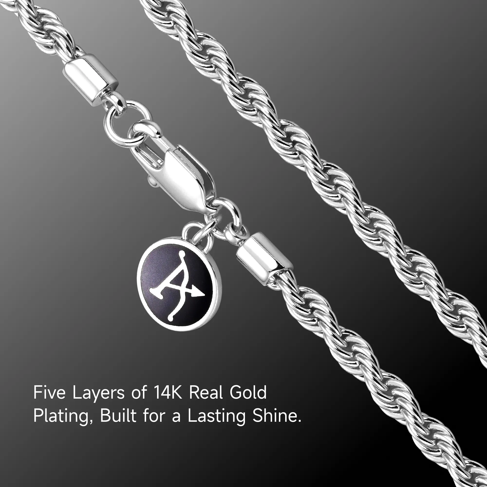 3.5mm Rope Chain - White Gold - Image 4